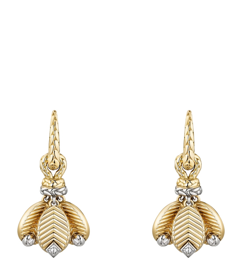Yellow Gold, White Gold and Diamond Grain de Café Drop Earrings MIXED GOLD Image 1