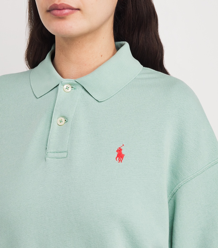 Fleece Polo Sweatshirt LIGHT/PASTEL GREEN Image 6