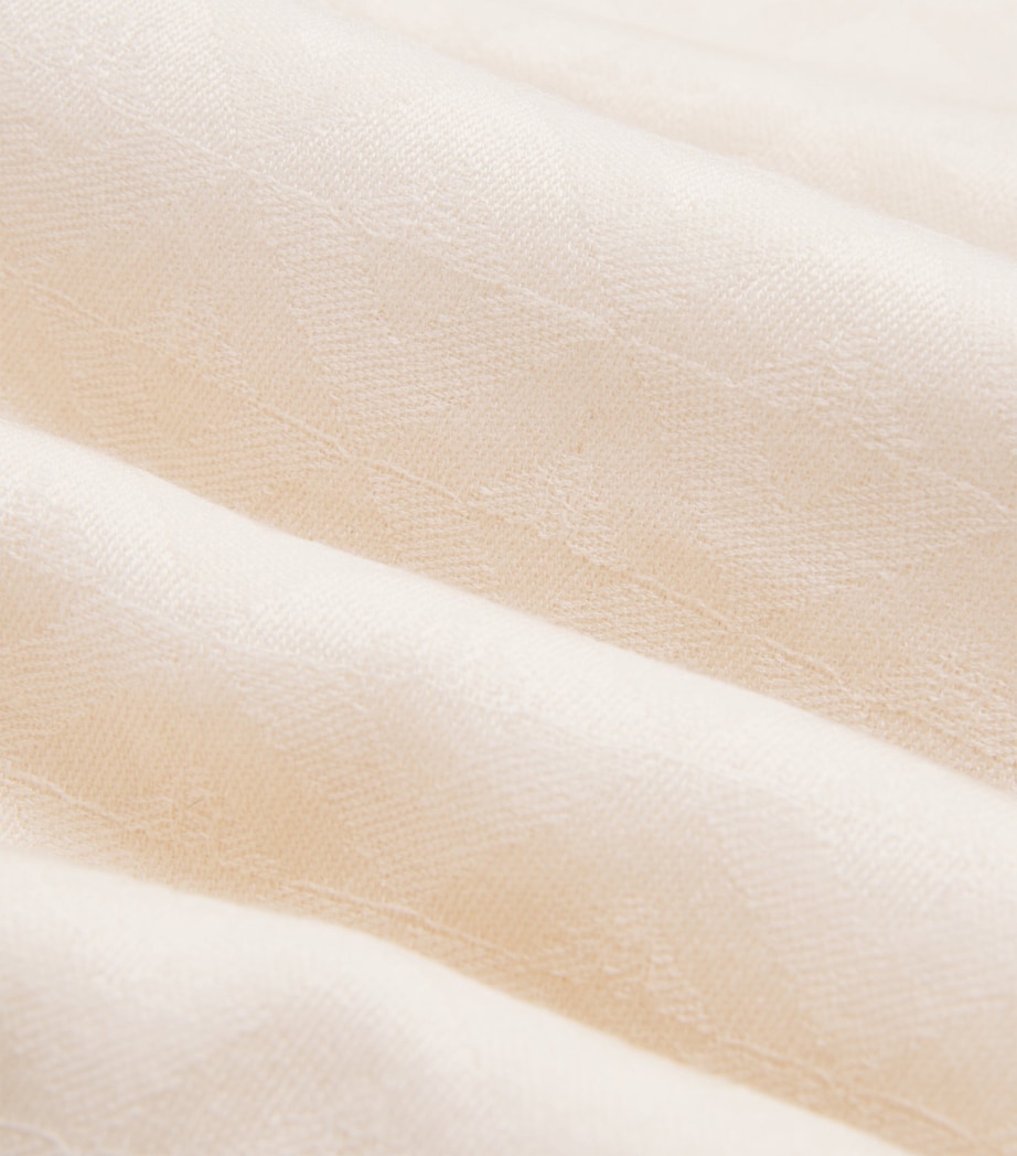 Harrods Wool Jacquard Scarf Ivory Image 4