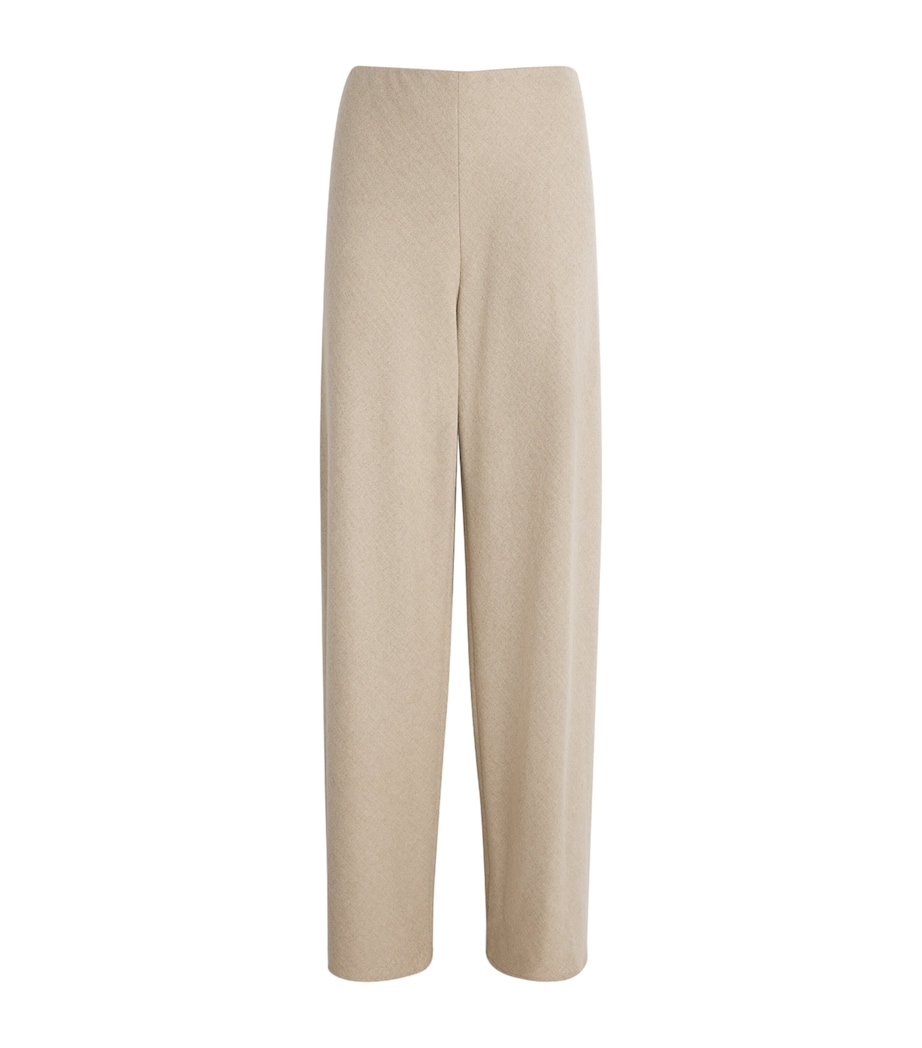 Vince Womens Wool-Blend Wide-Leg Trousers Oatmeal Image 1