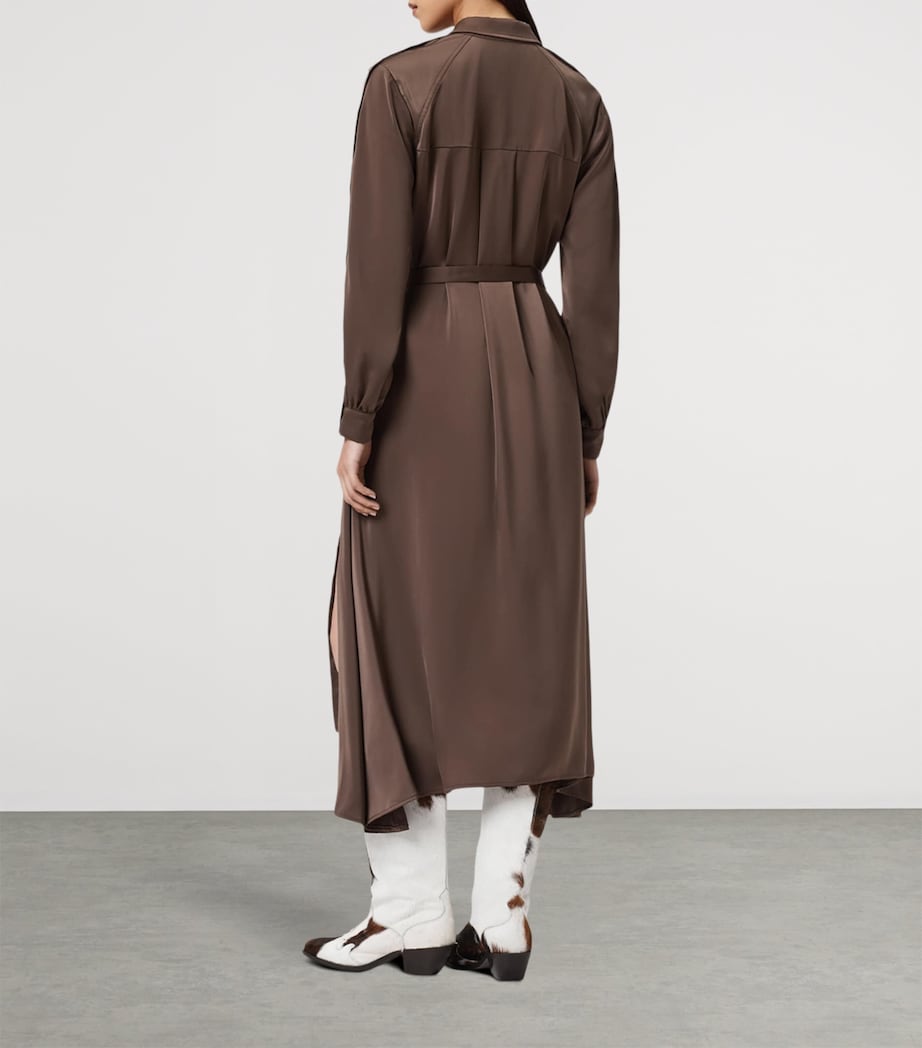Satin Lexi Midi Shirt Dress POT BROWN Image 4