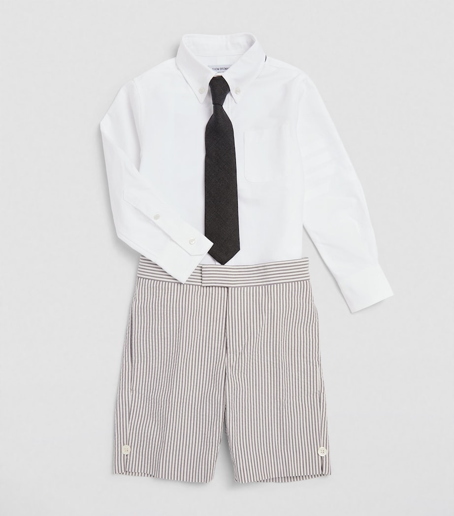 Thom Browne Kids 4-Bar Oxford Shirt (2-12 Years) White Image 2
