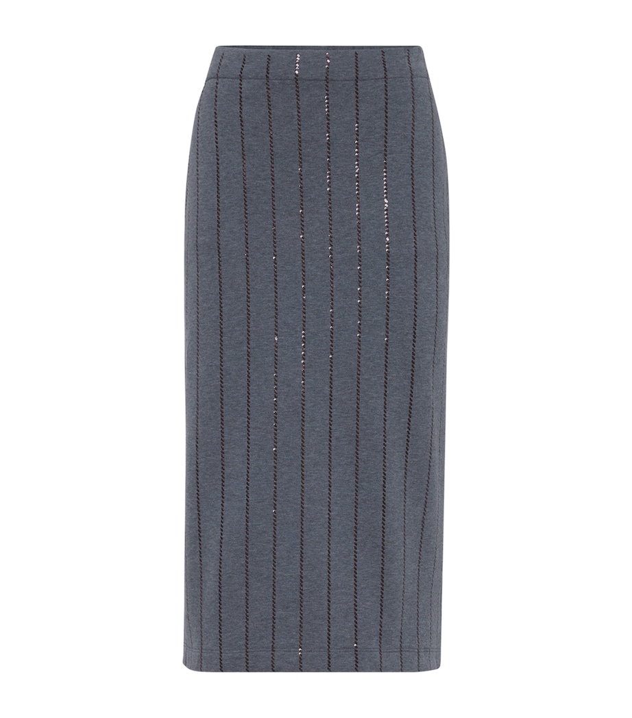 Cotton Sequin-Stripe Midi Skirt C8125 Image 1