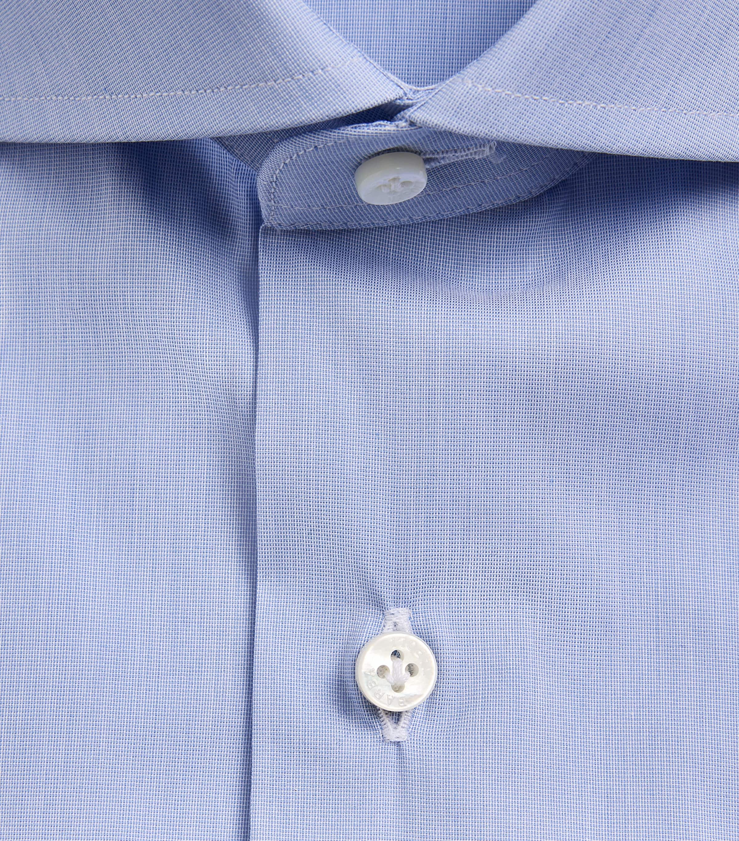 Barba Napoli Mens Stretch-Cotton Poplin Slim Shirt Blue Image 6