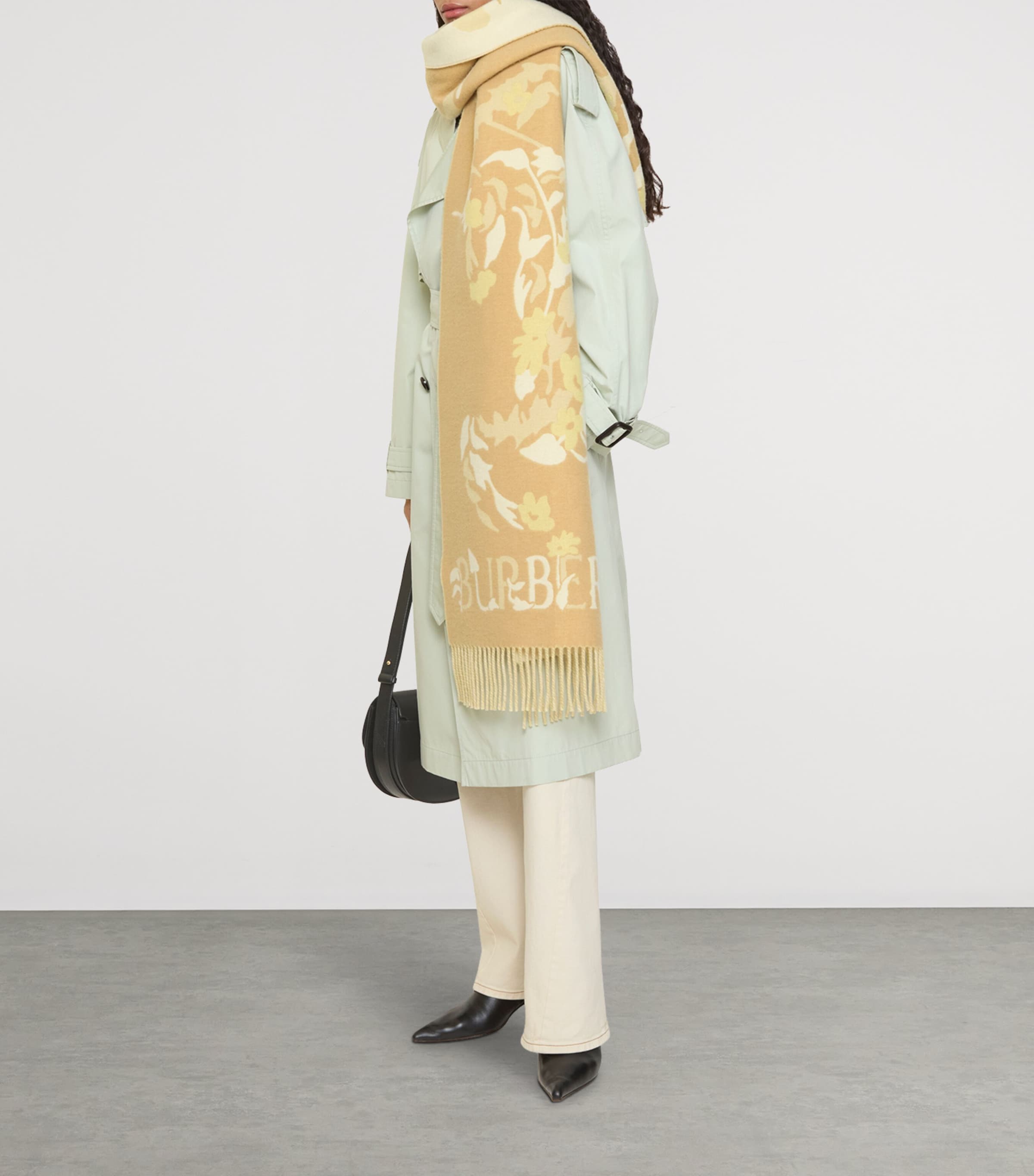 Burberry Cashmere Floral EKD Scarf Sand Image 2