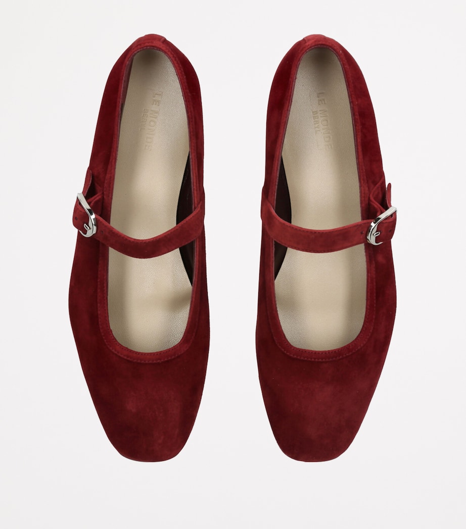 Suede Mary Jane Ballet Flats RED/DARK Image 4