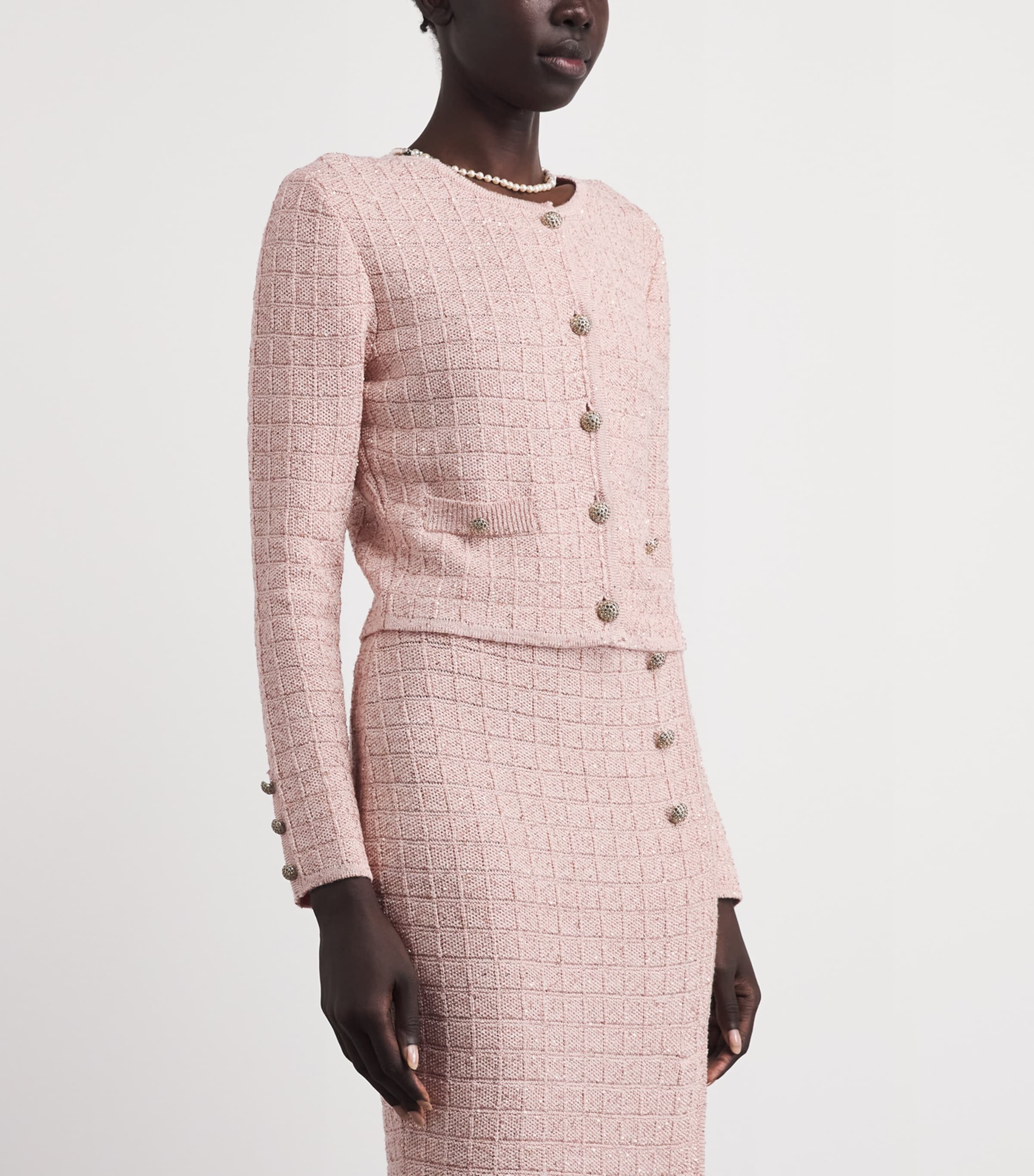 Alessandra Rich Womens Sequin-Embellished Cardigan Pink Image 4