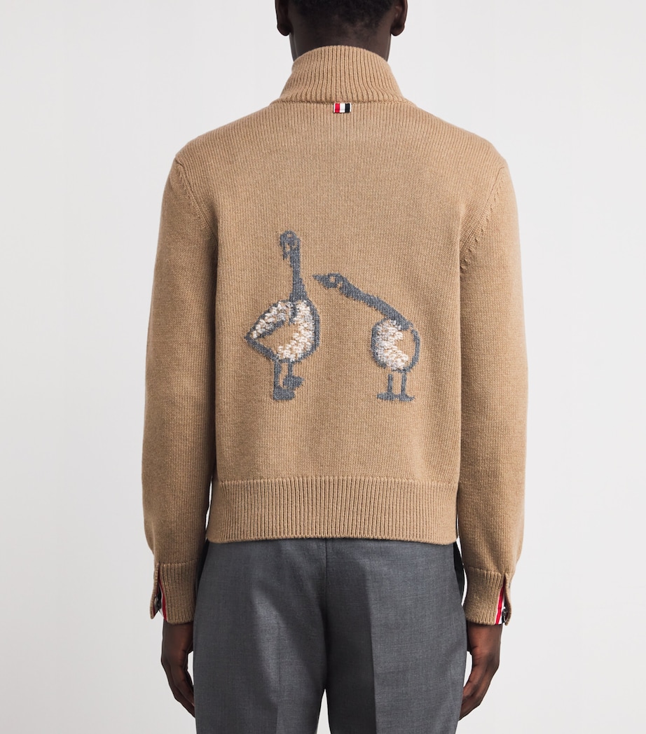 Merino Wool Geese Half-Zip Jumper MED BROWN Image 4