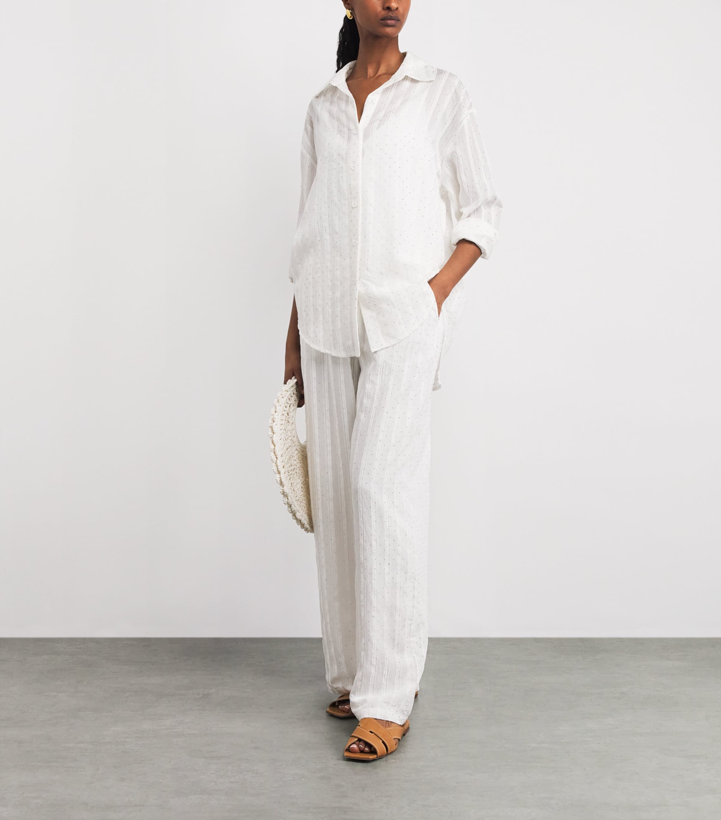 Melissa Odabash Womens Cotton Diamanté Ziggy Shirt White Image 2