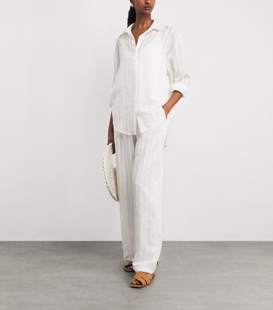 Melissa Odabash Womens Cotton Diamanté Ziggy Shirt White Image 2