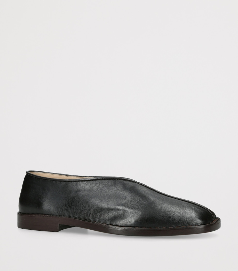 Lemaire Leather Piped Slippers Black Image 3
