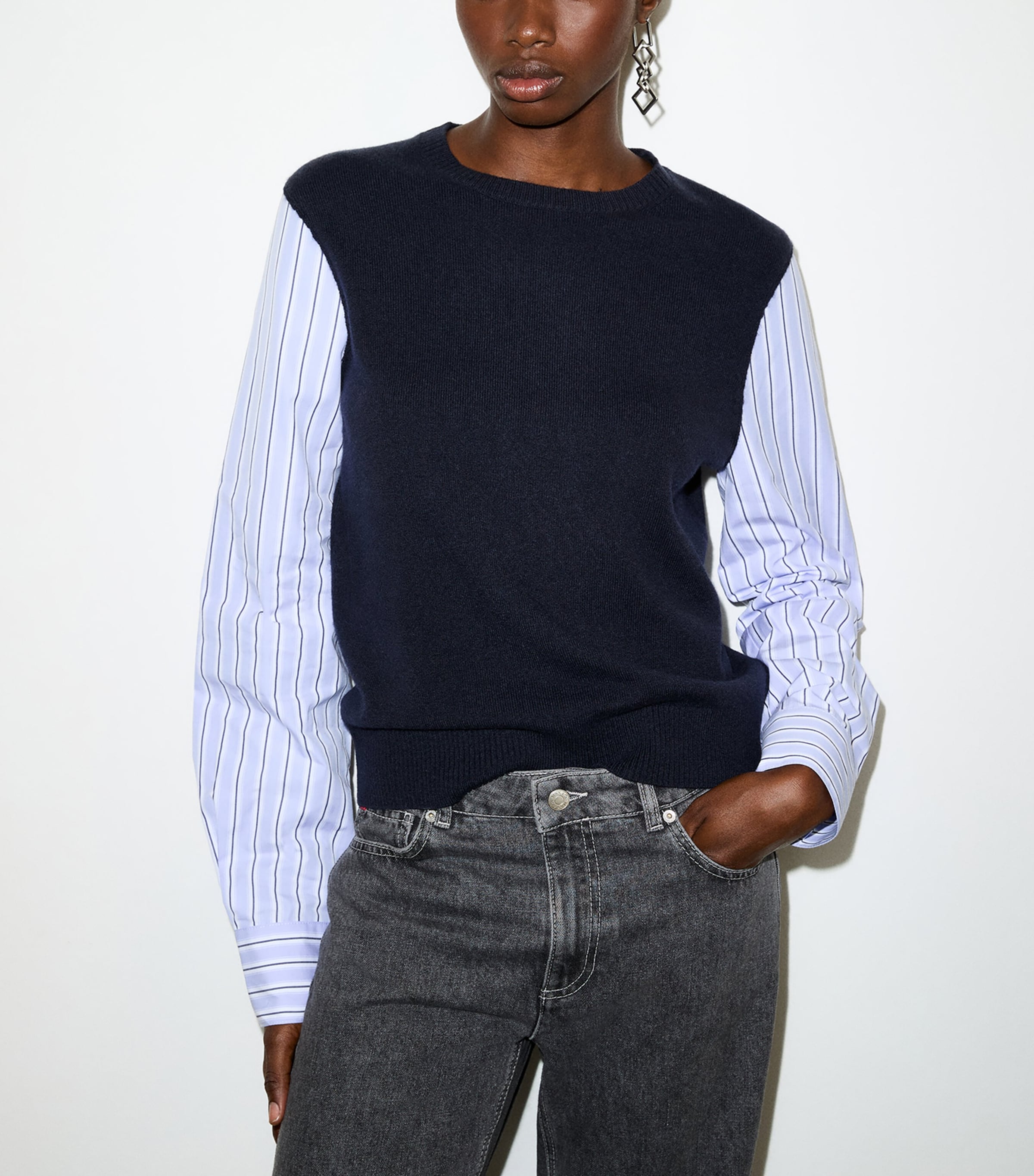MAX&Co. Womens Wool Hybrid Sweater Navy Image 3