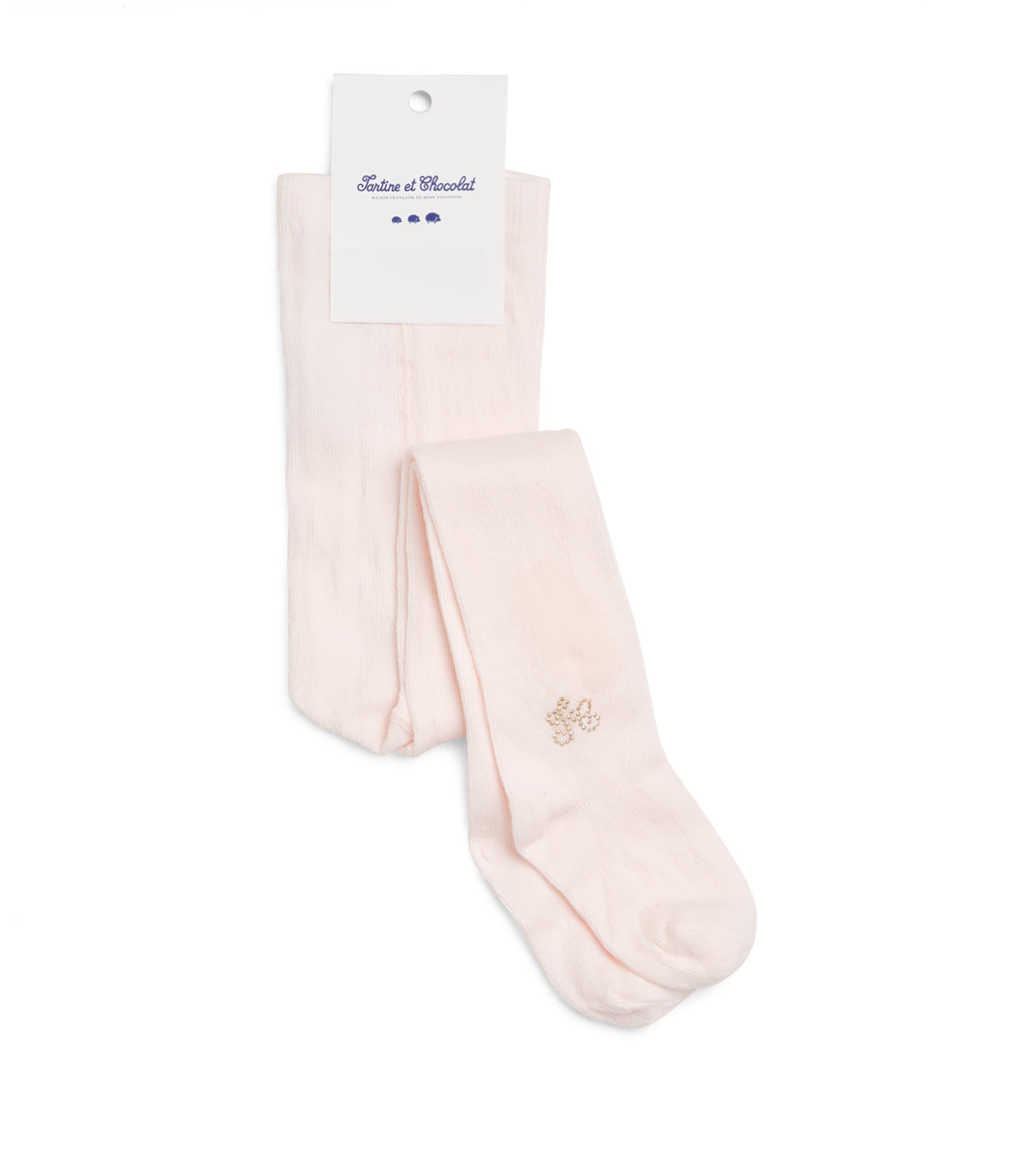 Tartine Et Chocolat Kids' Cotton-blend Embellished Tights In Pink