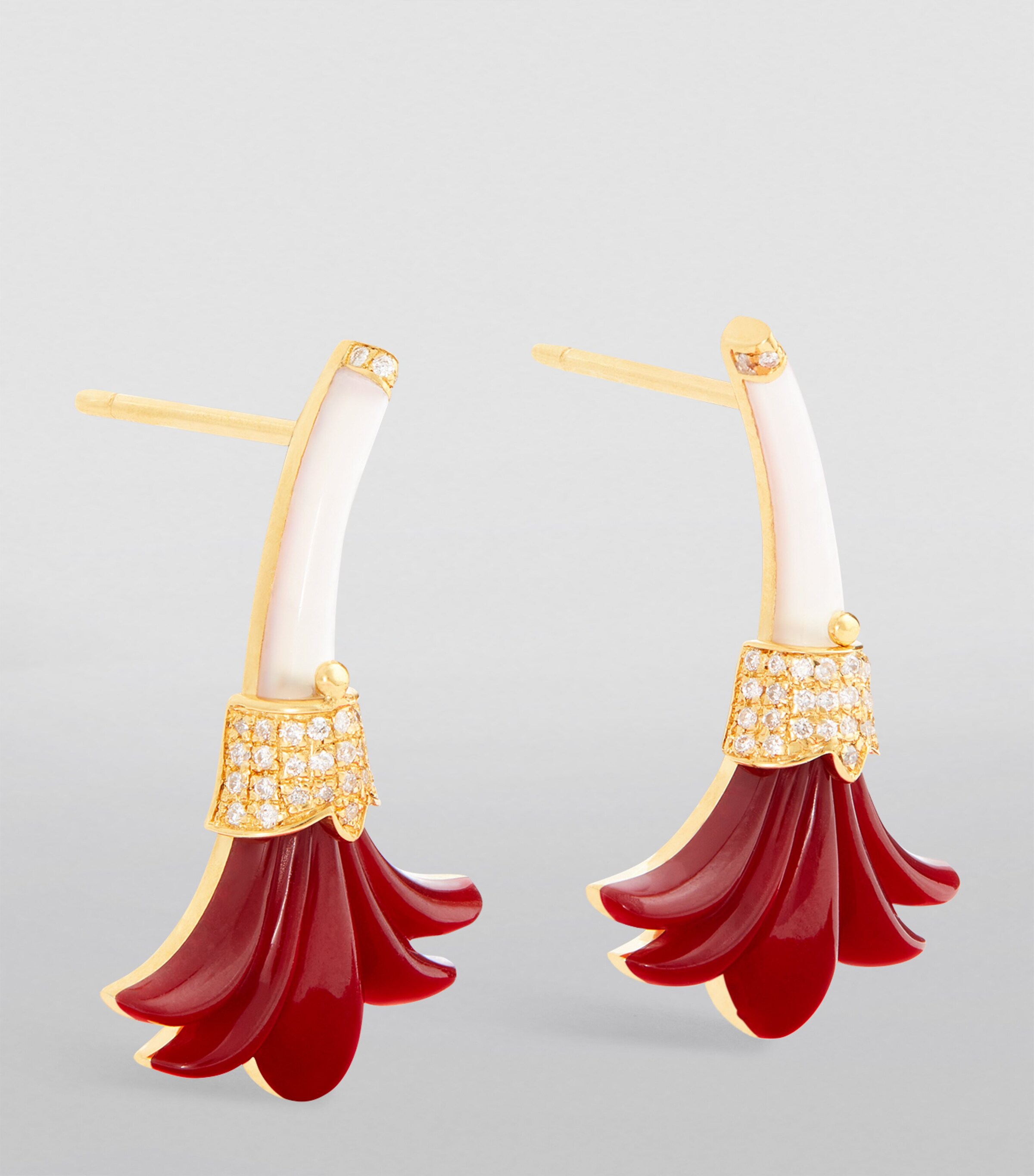 L'ATELIER NAWBAR Yellow Gold, Diamond and Mother-of-Pearl Psychedeliah Earrings Burgundy Image 2
