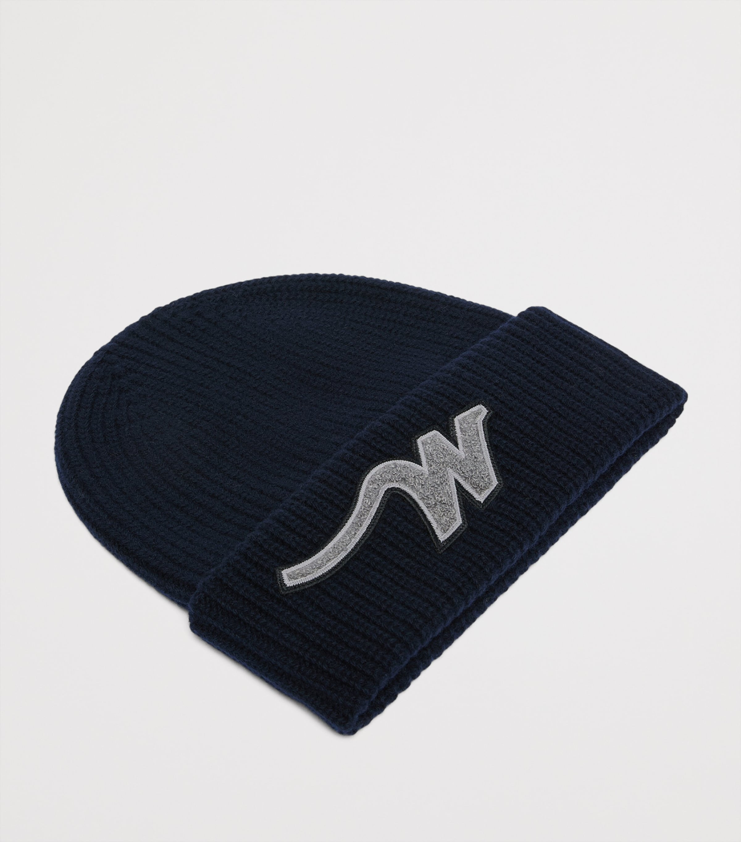 Weekend Max Mara Virgin Wool Initial Beanie Navy Image 2