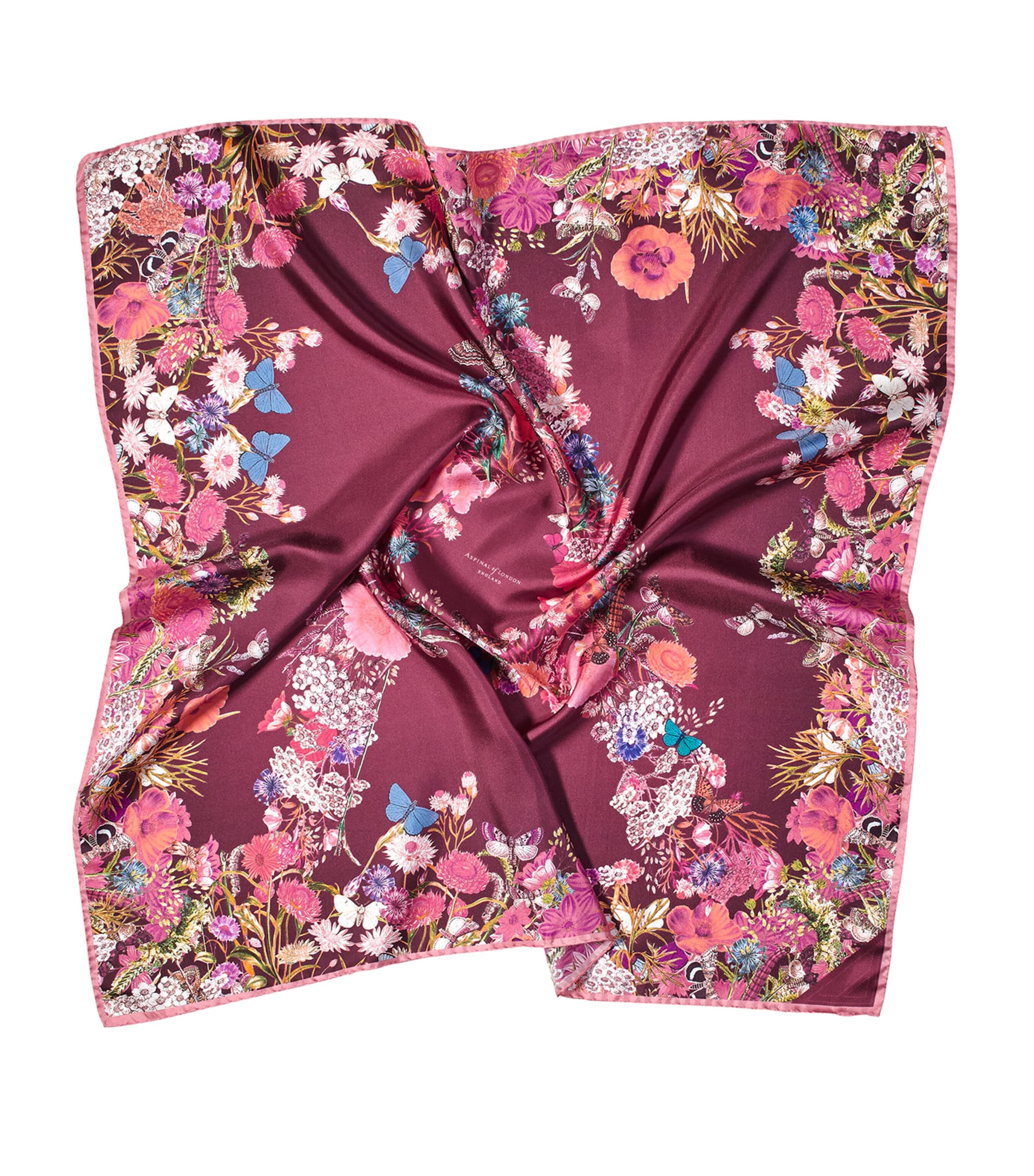 Silk Floral Scarf BORDEAUX Image 2