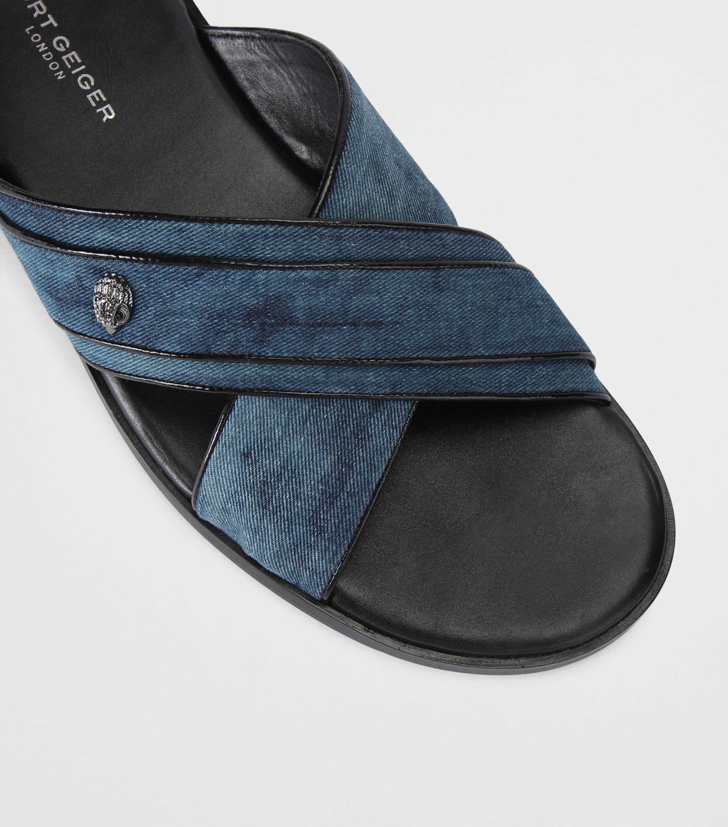 Kurt Geiger London Leather Bond Slides Denim Image 4