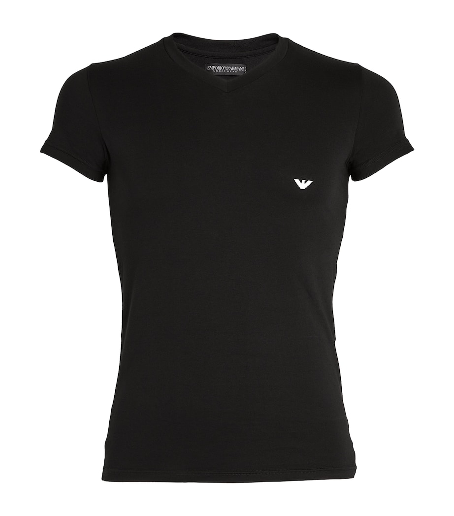 V-Neck Cotton Eagle T-Shirt 00020 BLACK Image 1
