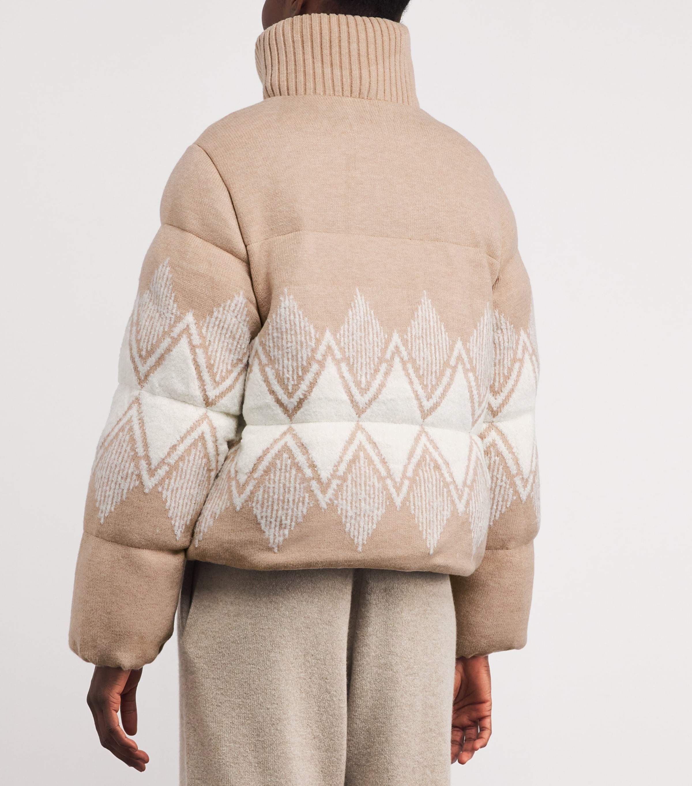 Brushed Fair Isle Belinda Puffer Jacket LIGHT TAUPE Image 4