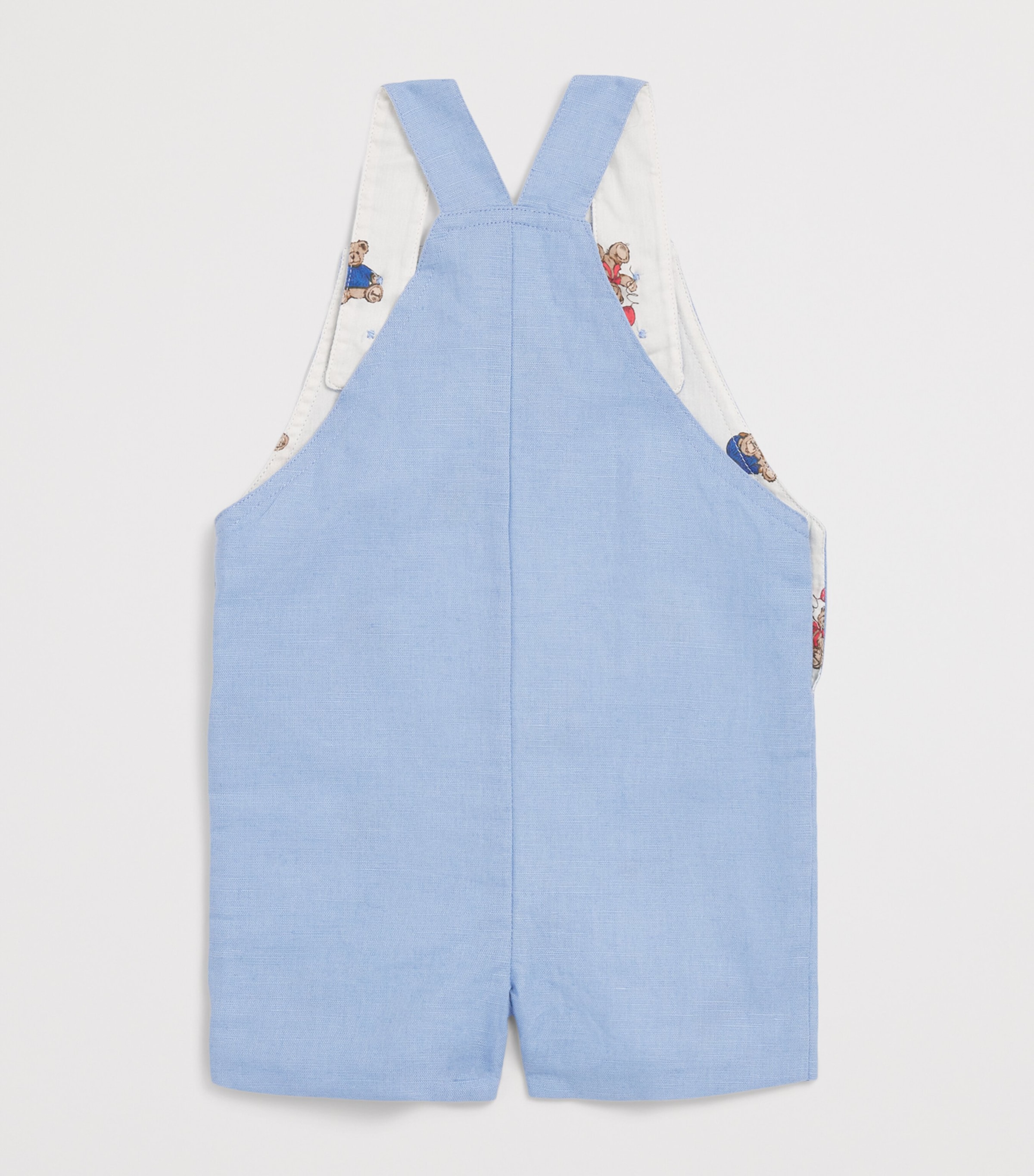 Harrods Linen-Cotton Henry Bear Dungarees (0-18 Months) Blue Image 2