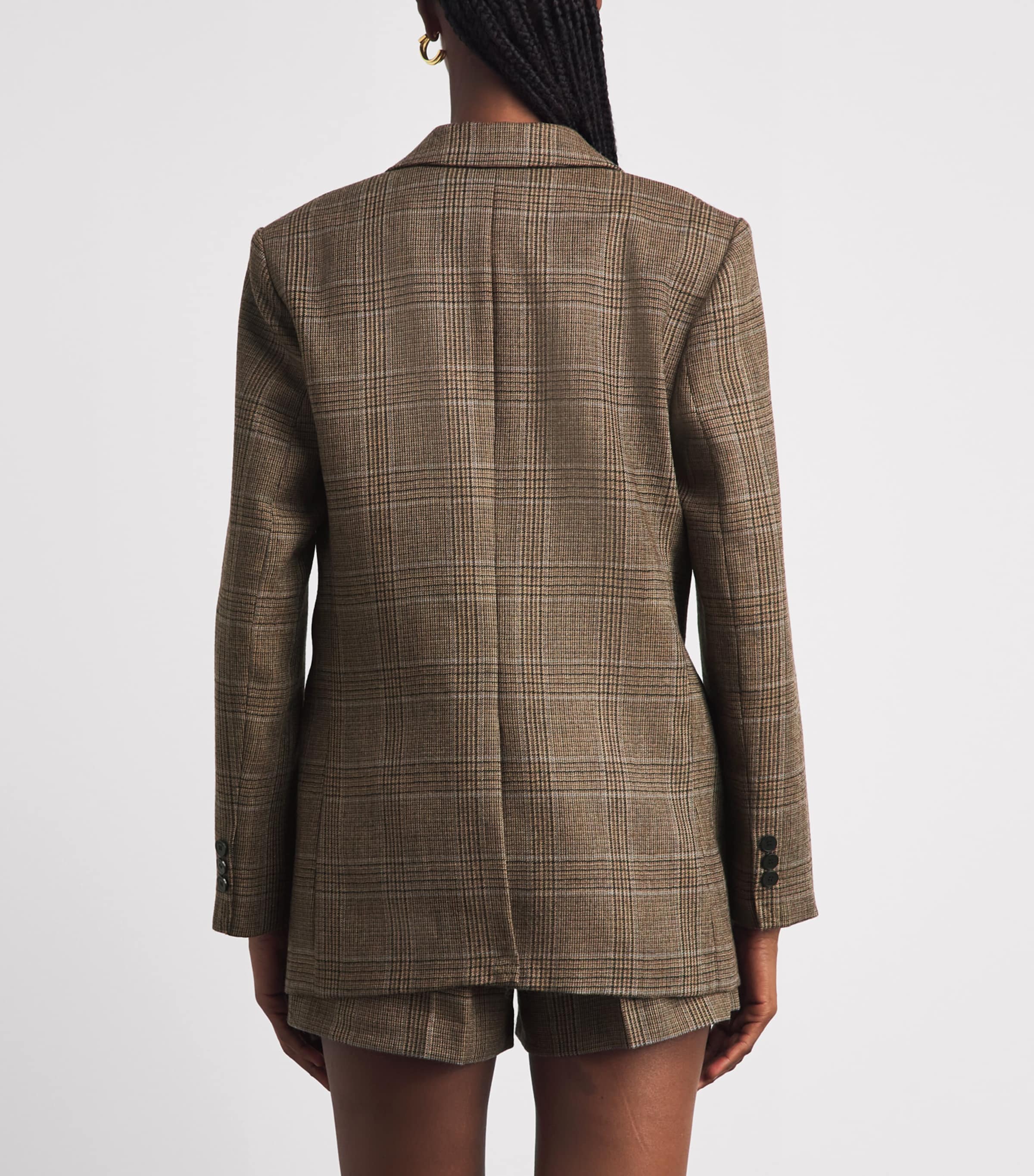 Sandro Paris Womens Wool Check Blazer Caramel Image 5