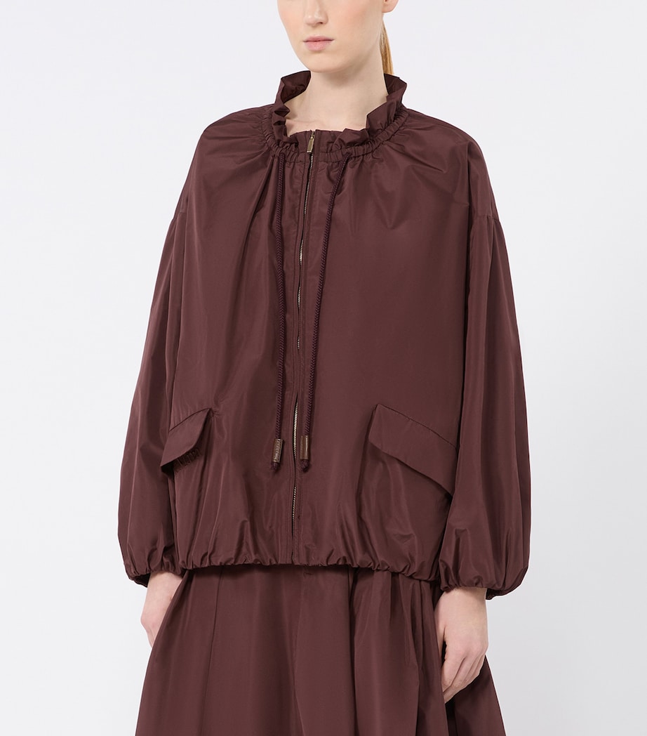 Max Mara Womens Water-Repellent Taffeta Bomber Jacket Bordeaux Image 3