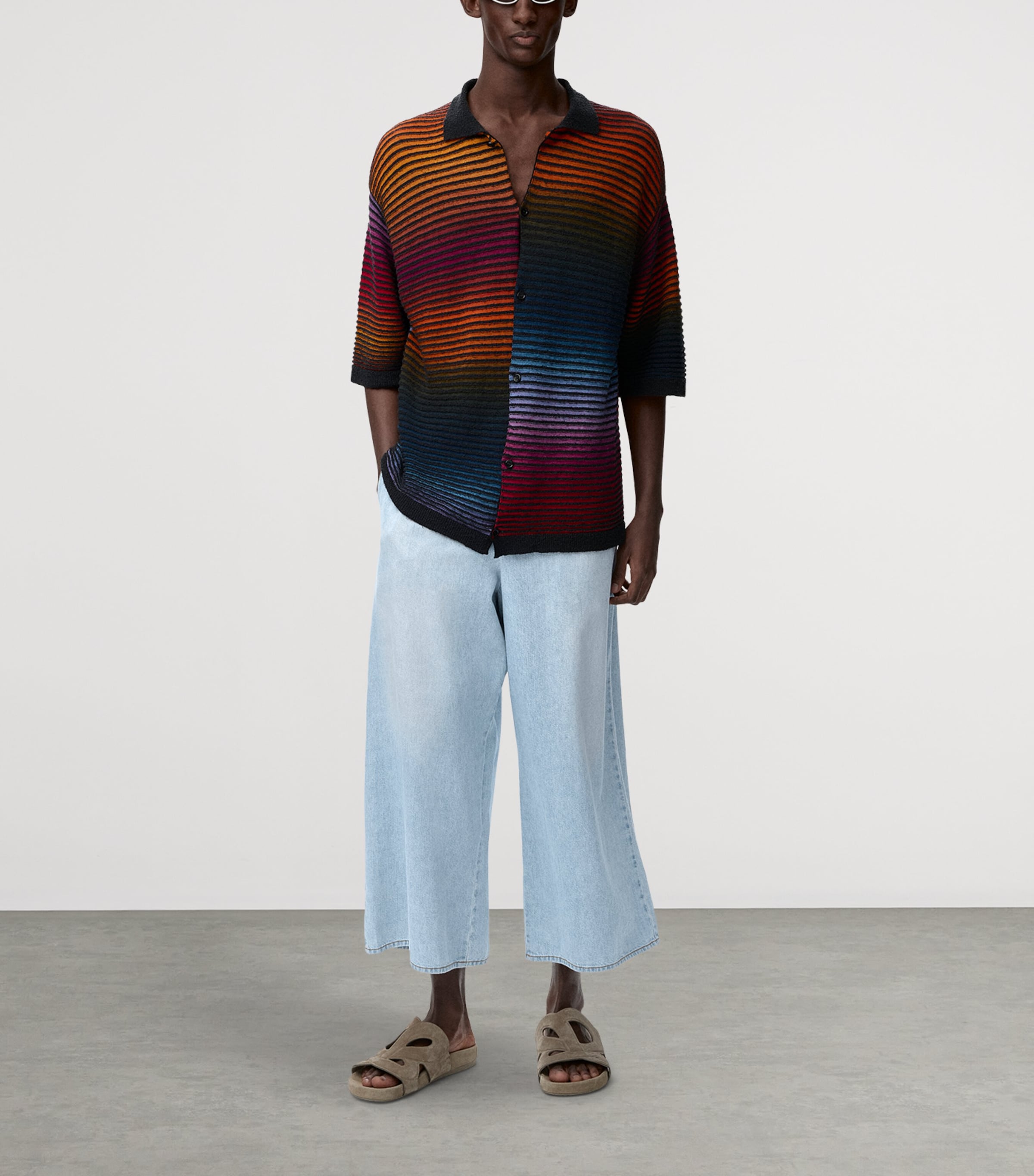 LOEWE Mens x Paula's Ibiza Denim Drawstring Trousers Washed Blue Image 2