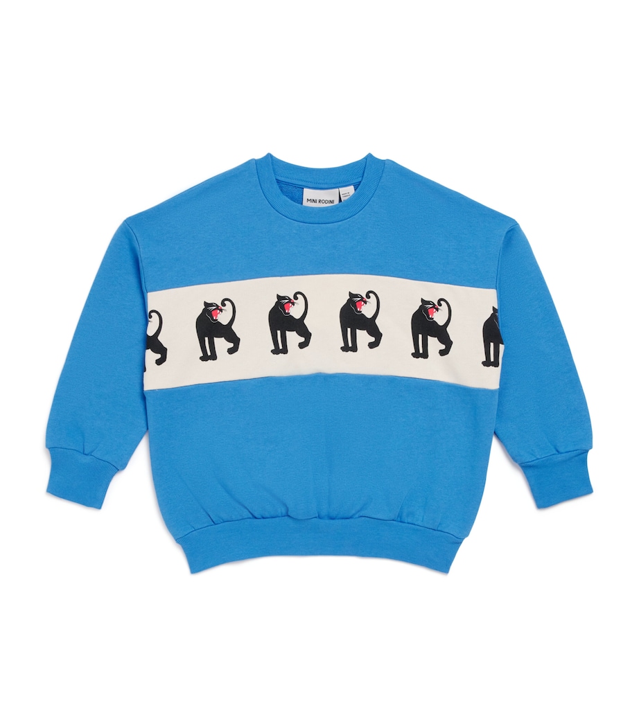 Organic Cotton Panther Panel Sweatshirt (9-11 Years) 60BLUE Image 1