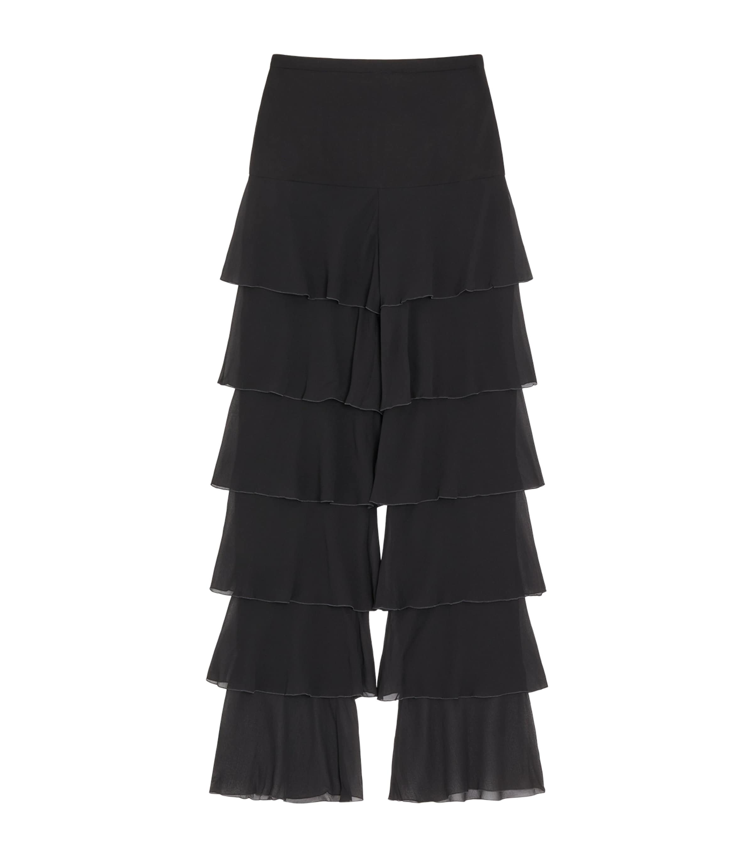 Valentino Womens Silk Georgette Ruffled Trousers Image 1