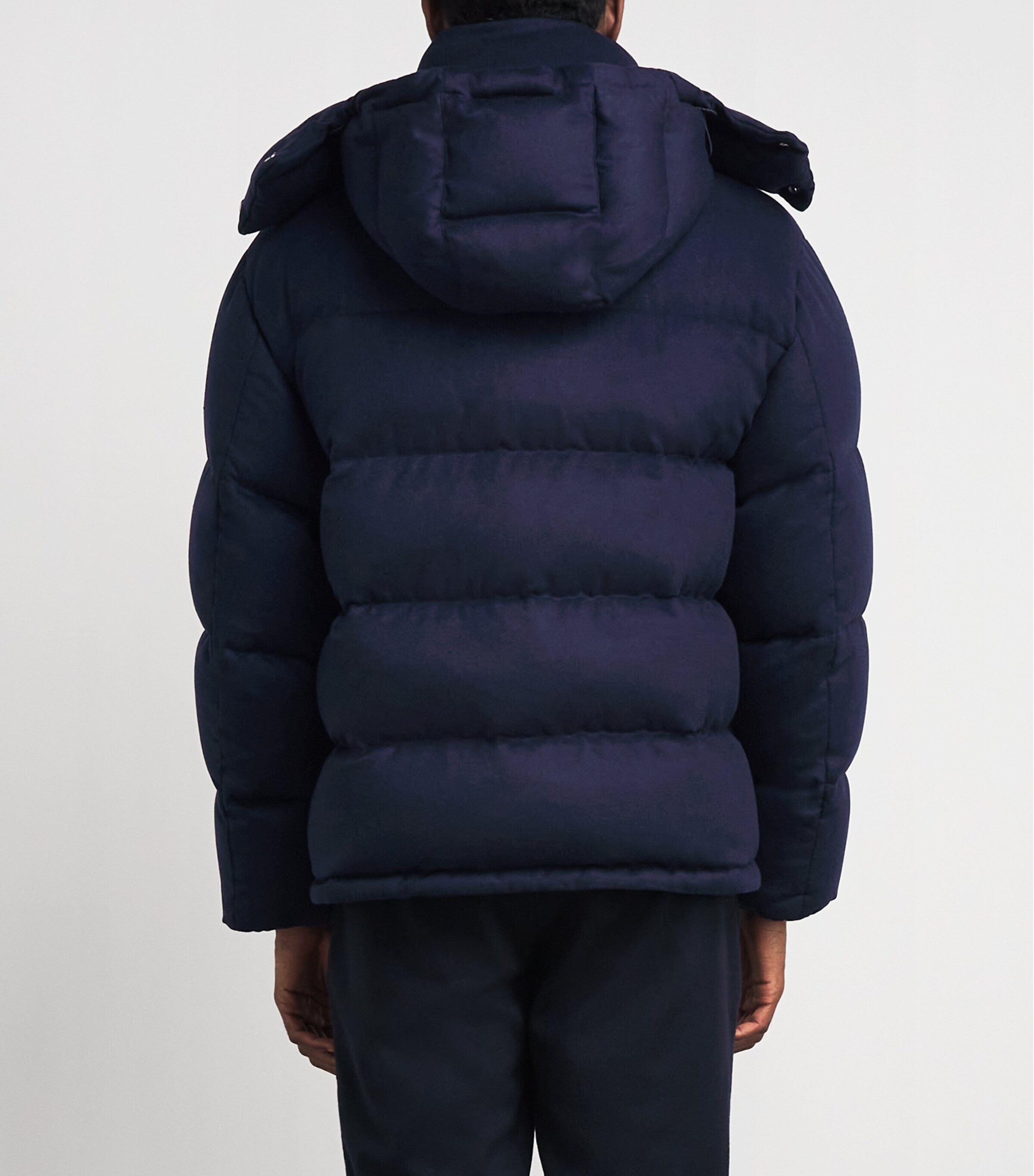 Alan Scott Mens Cashmere-Blend Quilted Down Coat Midnight Image 5