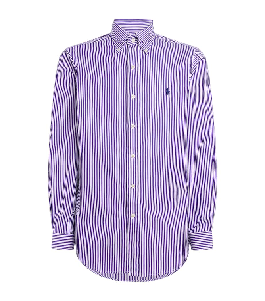Polo Ralph Lauren Mens Cotton Poplin Custom Fit Stripe Shirt Wht Cbana Prpl Image 1
