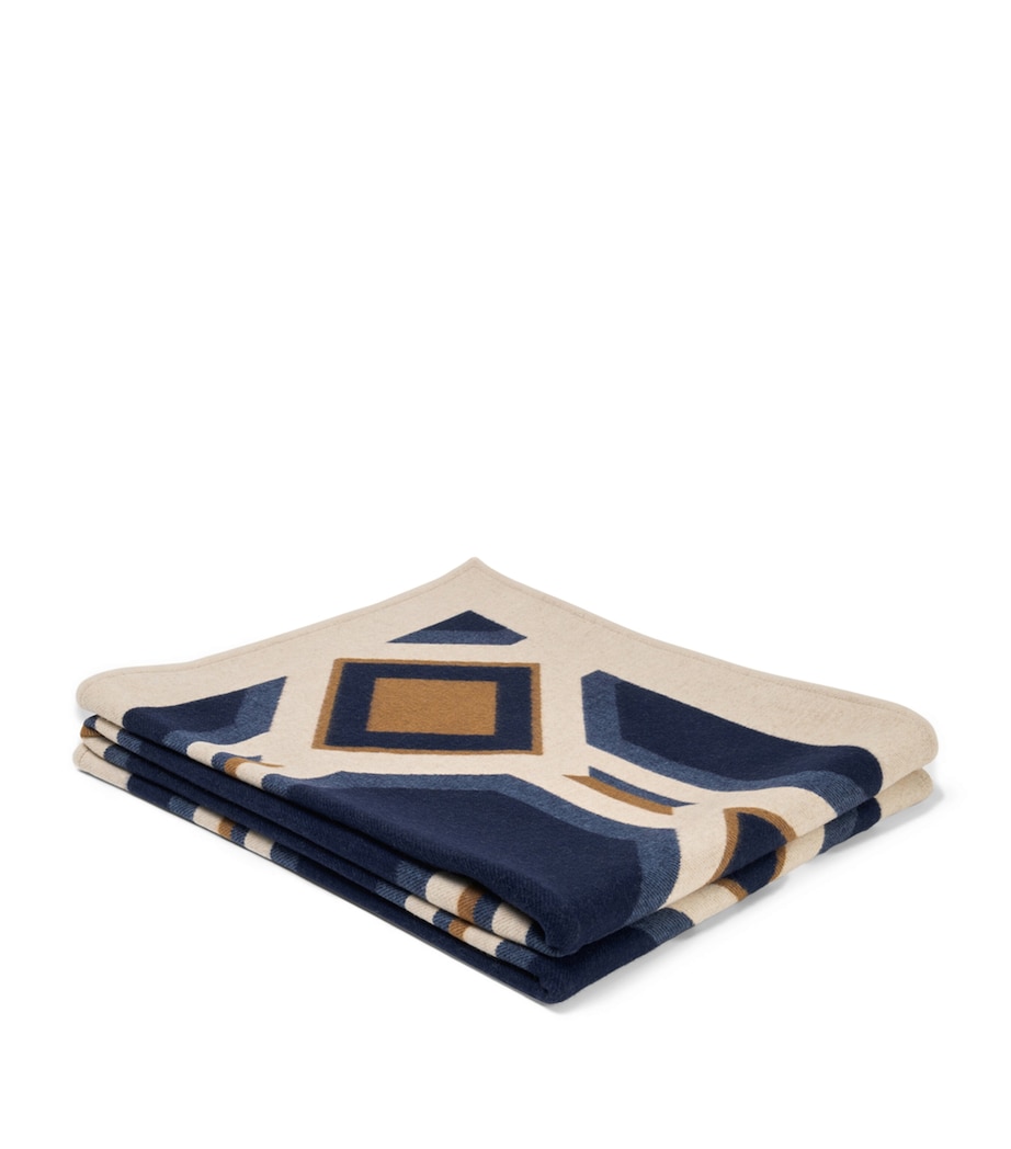 Wool-Cashmere Deco 003 Throw (135cm x 220cm) 8E30 - BLUE/CREAM Image 3
