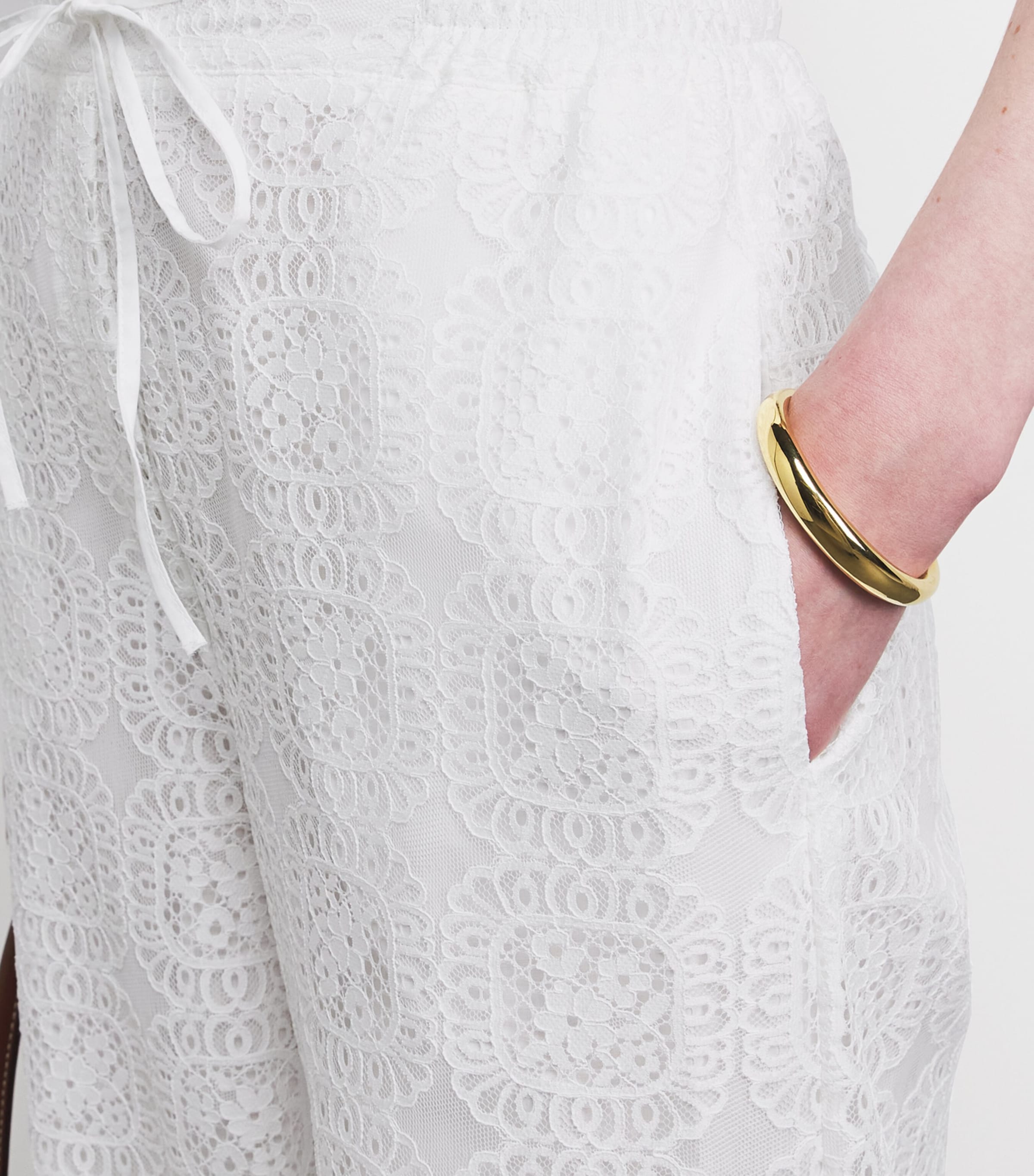 Claudie Pierlot Womens Lace Wide-Leg Trousers White Image 3