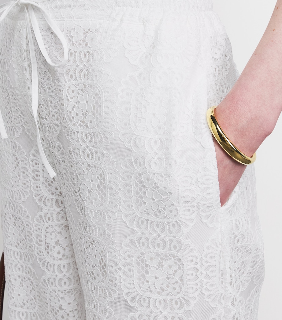 Claudie Pierlot Womens Lace Wide-Leg Trousers White Image 3