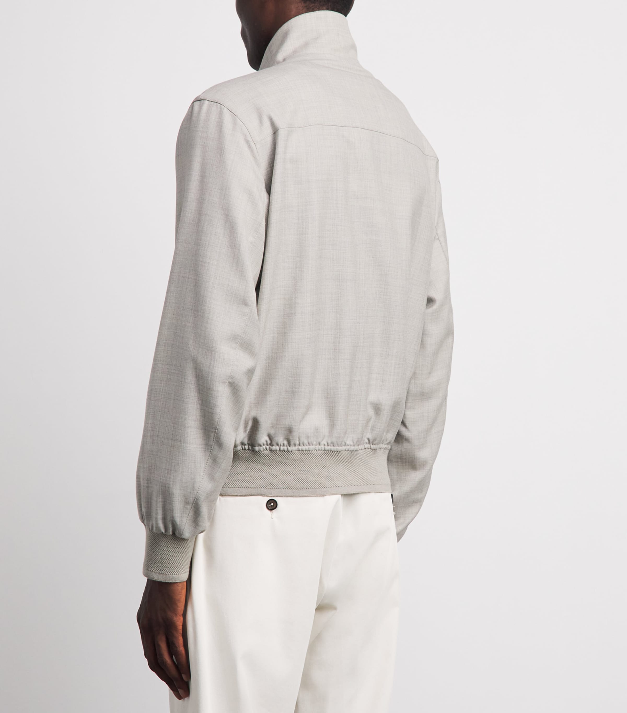 Ralph Lauren Purple Label Mens Cashmere-Silk Felton Bomber Jacket Cream/pearl Grey Image 5