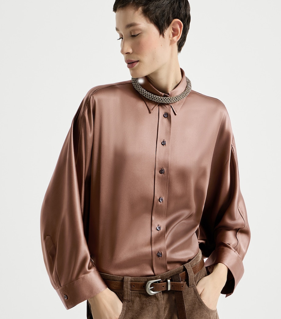 Brunello Cucinelli Womens Silk-Blend Shirt Image 4