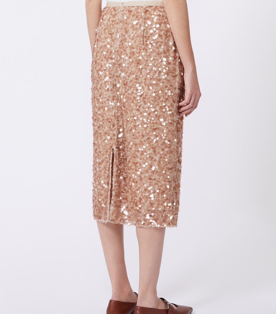 Weekend Max Mara Womens Sequinned Midi Skirt Nudo Image 5
