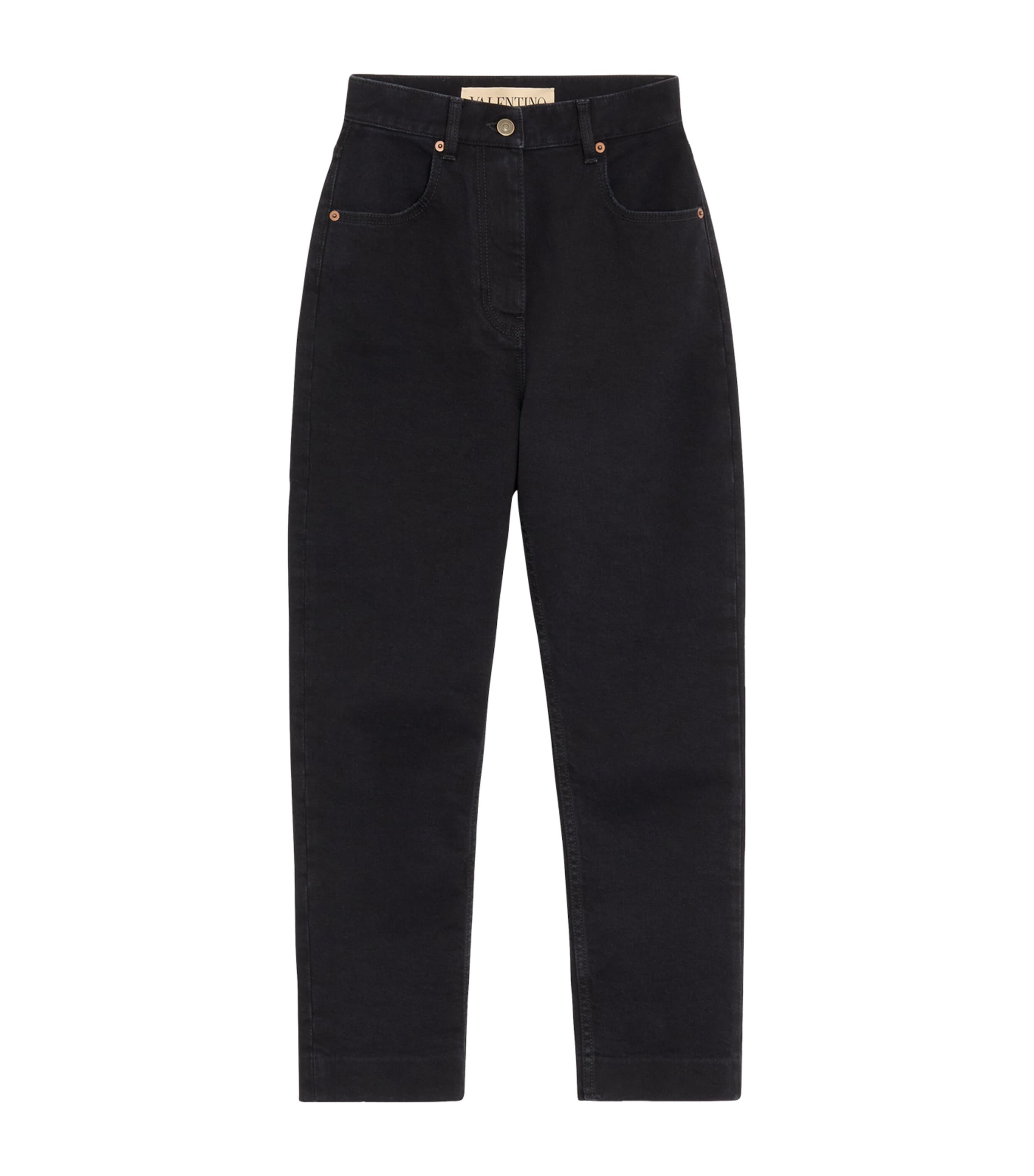 Valentino Womens Stretch-Denim Cropped Straight Jeans Image 1