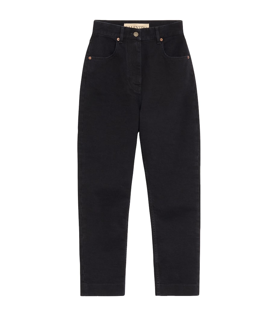 Valentino Womens Stretch-Denim Cropped Straight Jeans Image 1