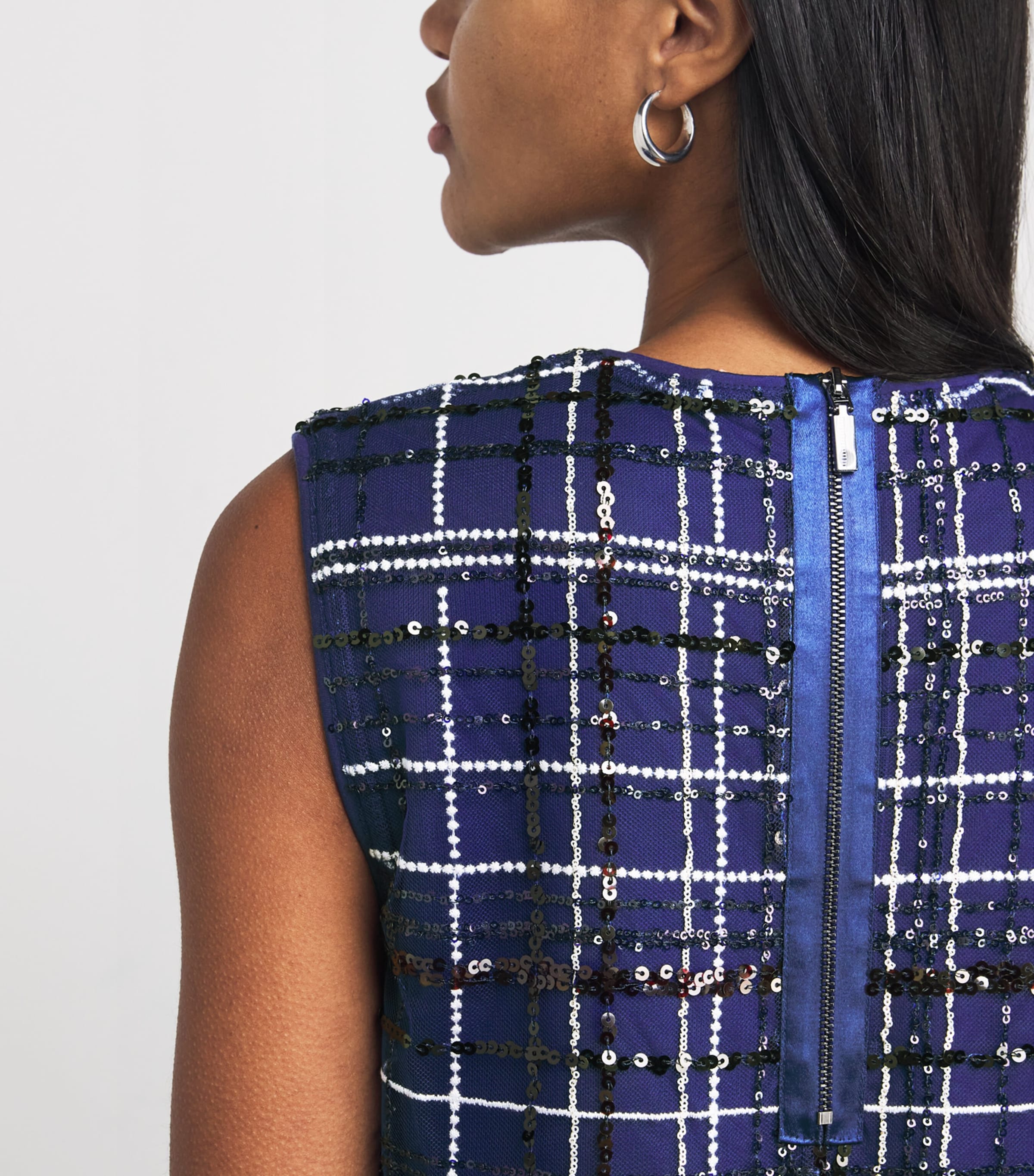 Sequin Check Mini Dress CORNFLOWER BLUE Image 4