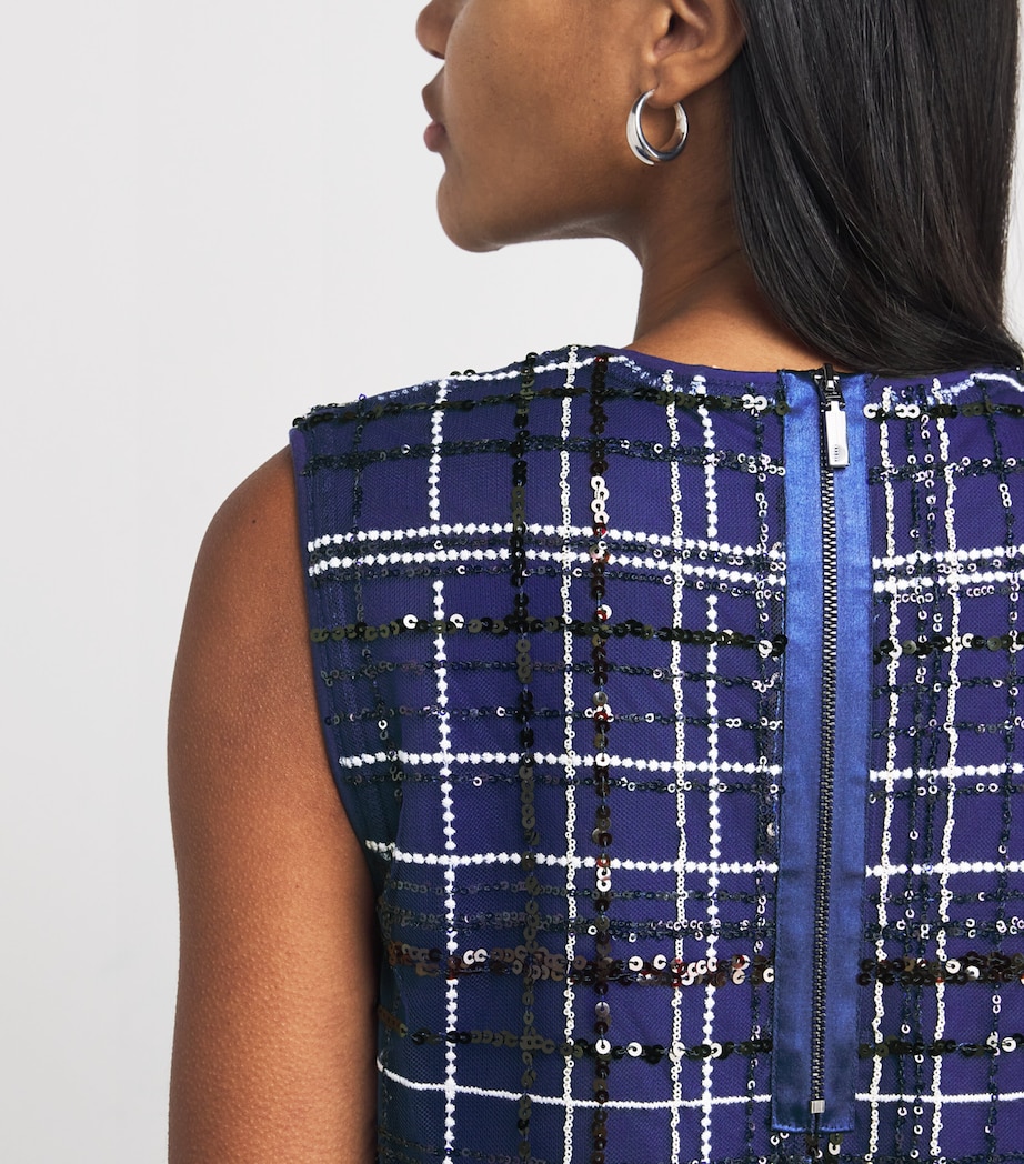 Sequin Check Mini Dress CORNFLOWER BLUE Image 4