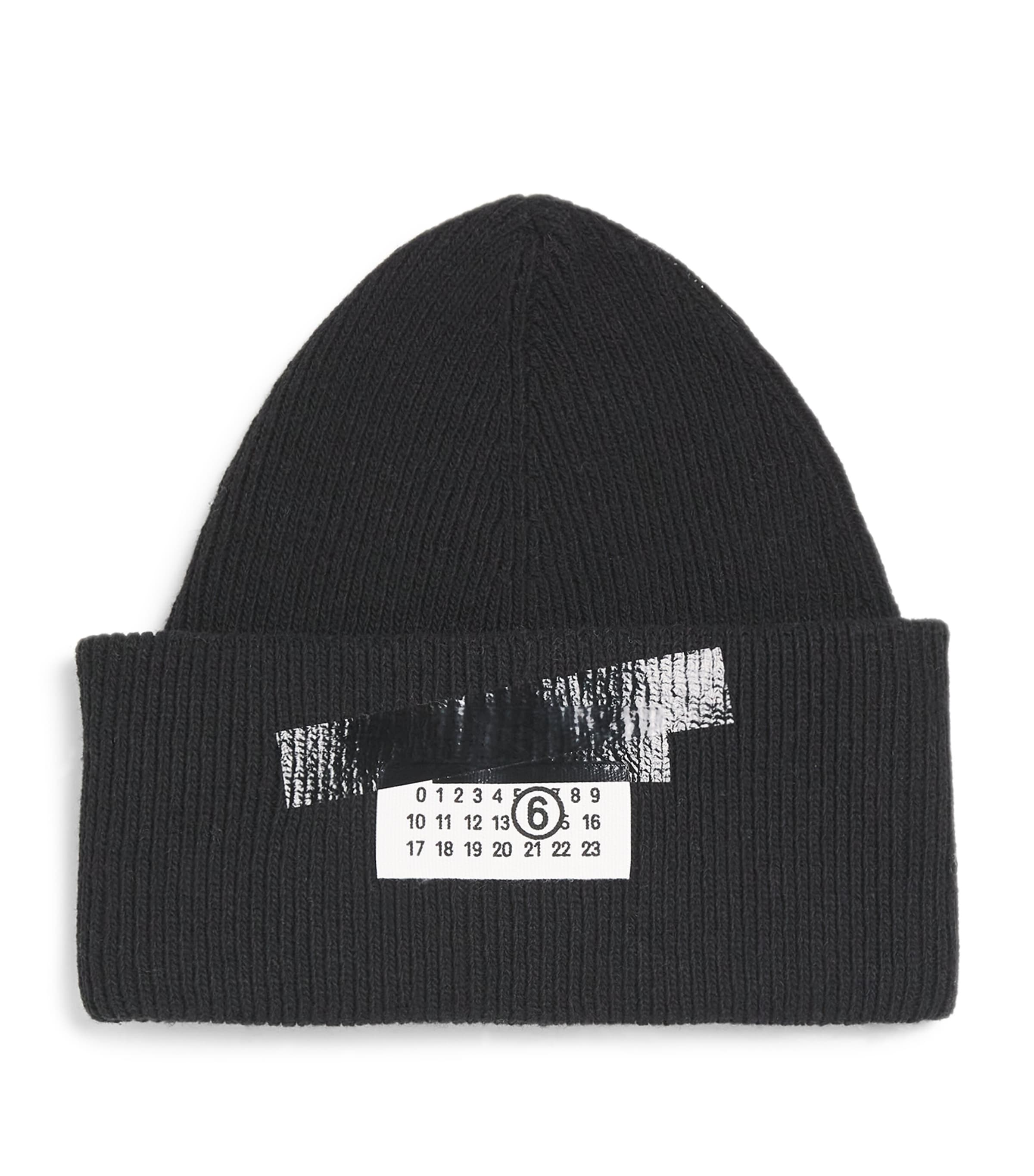 Maison Margiela Wool-blend Logo-patch Beanie In Black
