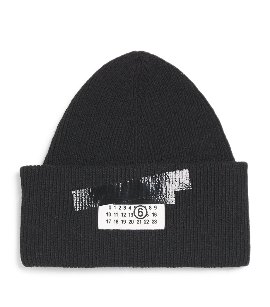 Wool-Blend Logo-Patch Beanie 900S BLACK Image 1