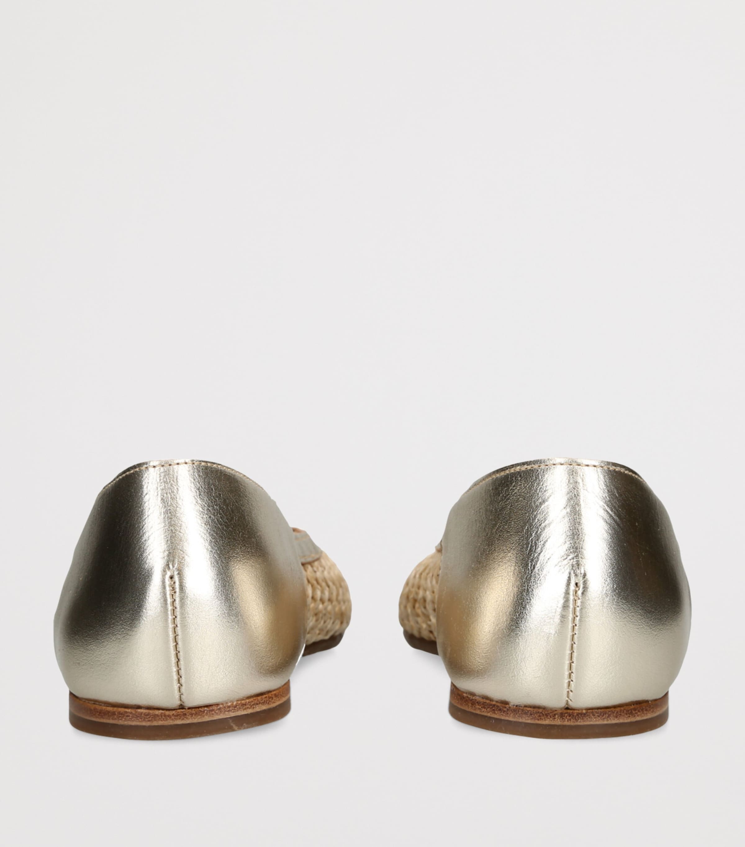 Raffia Leather-Trim Aeropi Ballet Flats GOLD Image 2