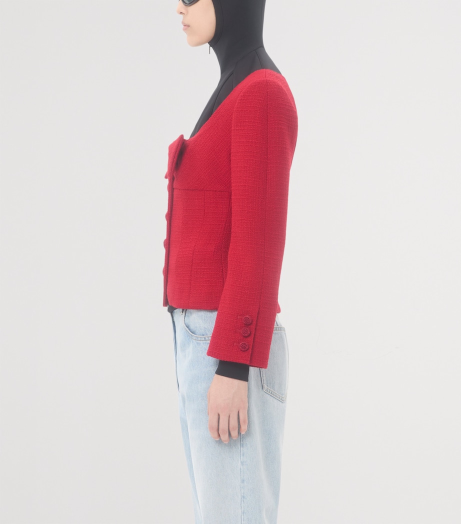 Virgin Wool-Blend Bow Blazer R9M Image 5