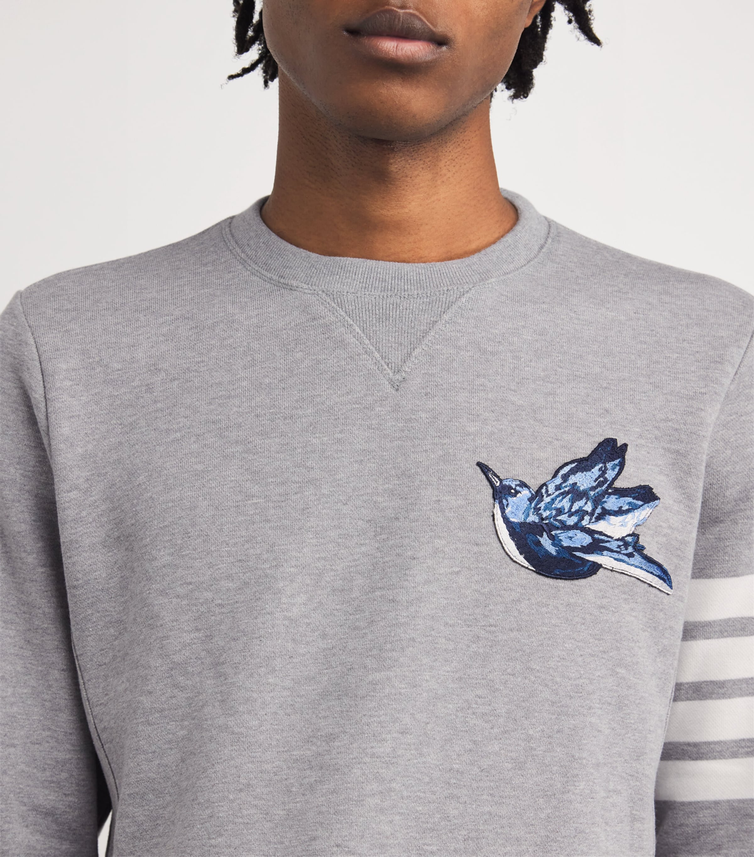 Cotton Embroidered Bird Sweatshirt LIGHT GREY Image 6