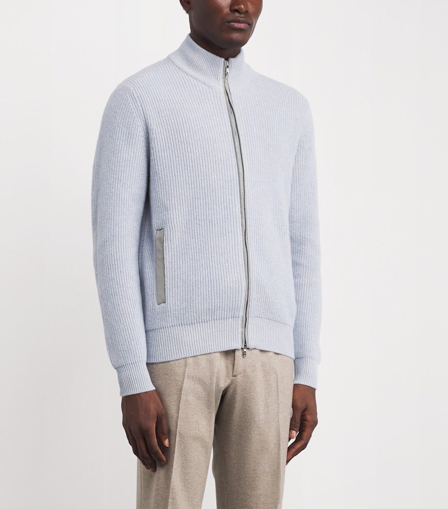 Cashmere Zip-Up Cardigan 3A.13 - SKY Image 3