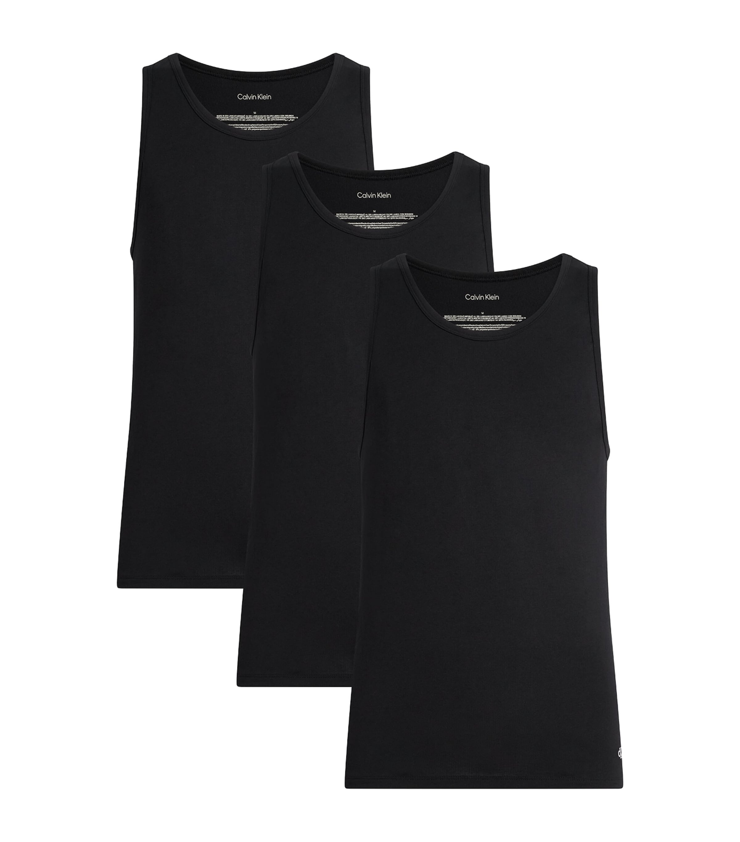 Calvin Klein Mens Stretch-Cotton Vests (Pack of 3) Black, Black, Black Image 1
