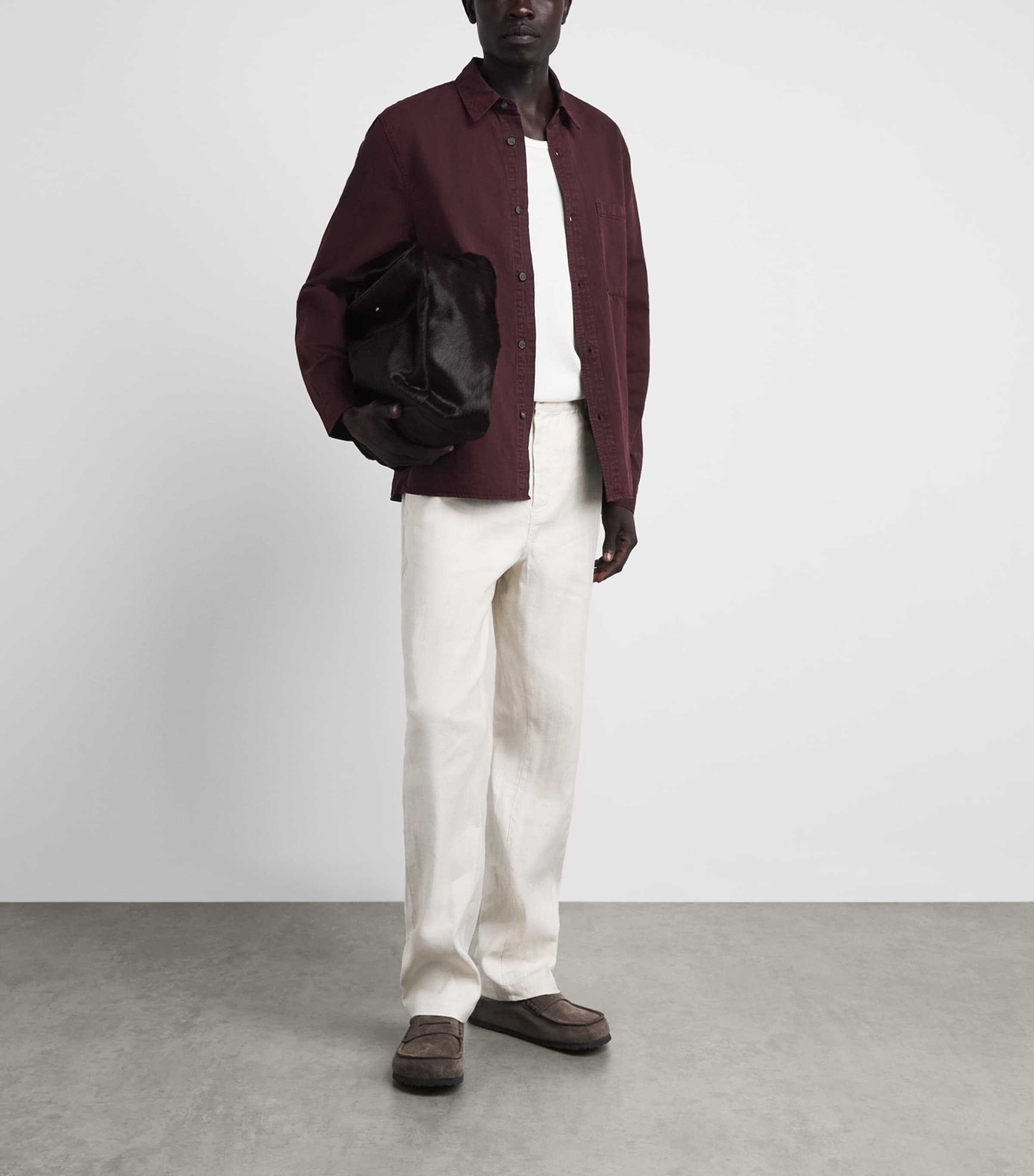 Citizens of Humanity Mens Cotton-Linen Cairo Shirt Burgundy Image 2