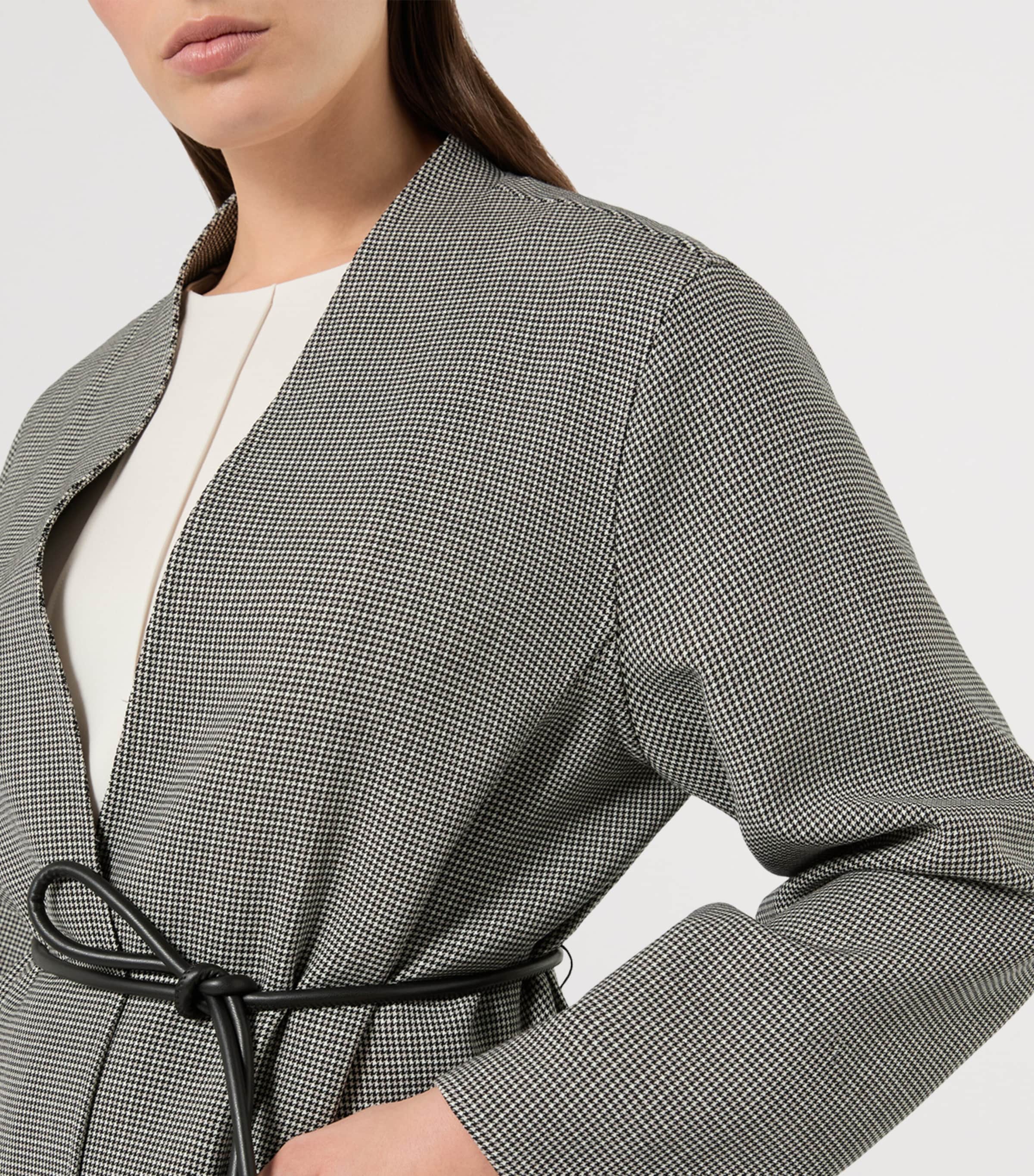 Marina Rinaldi Womens Virgin Wool Houndstooth Coat White Black Image 5